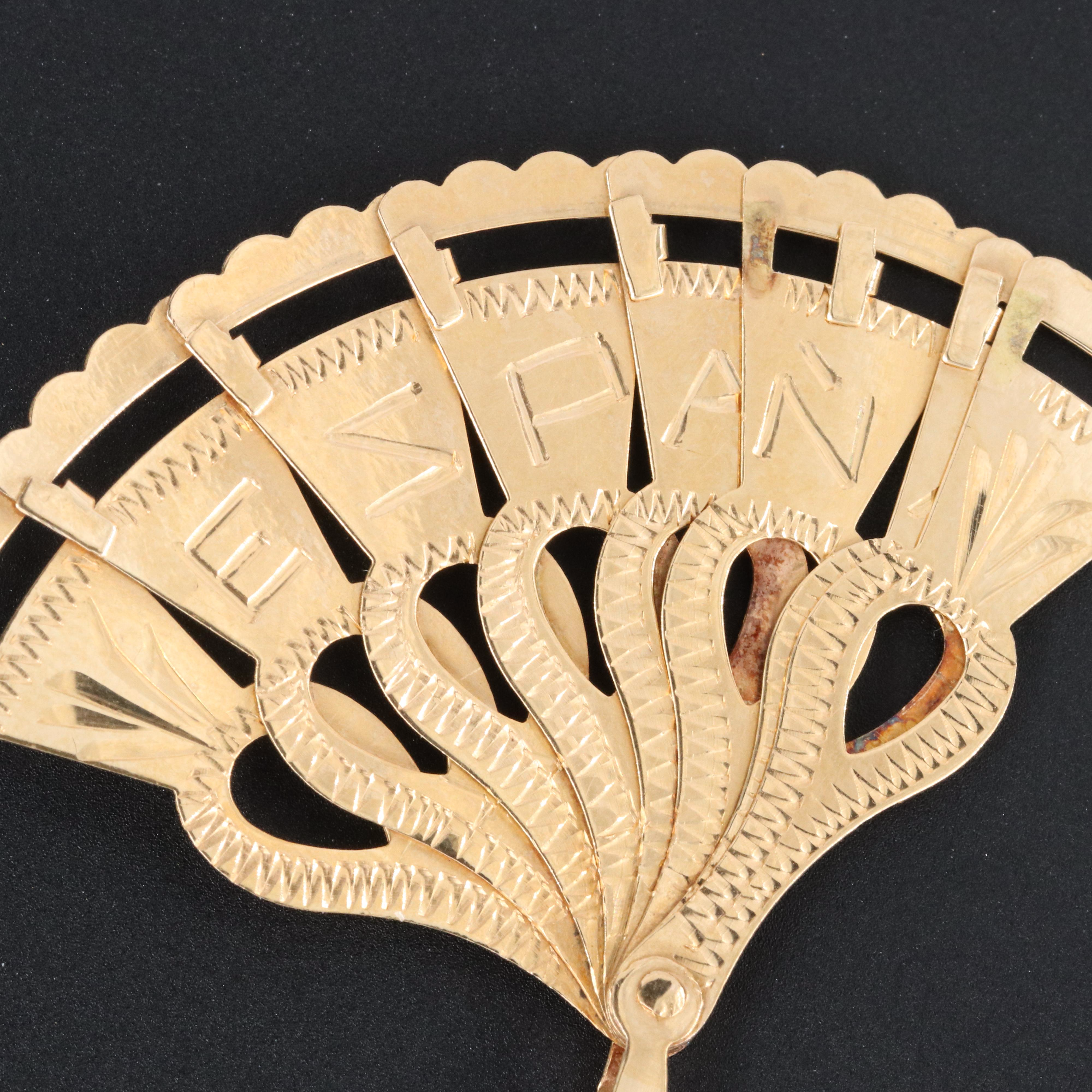 14K and 18K Malaga España Fan Necklace