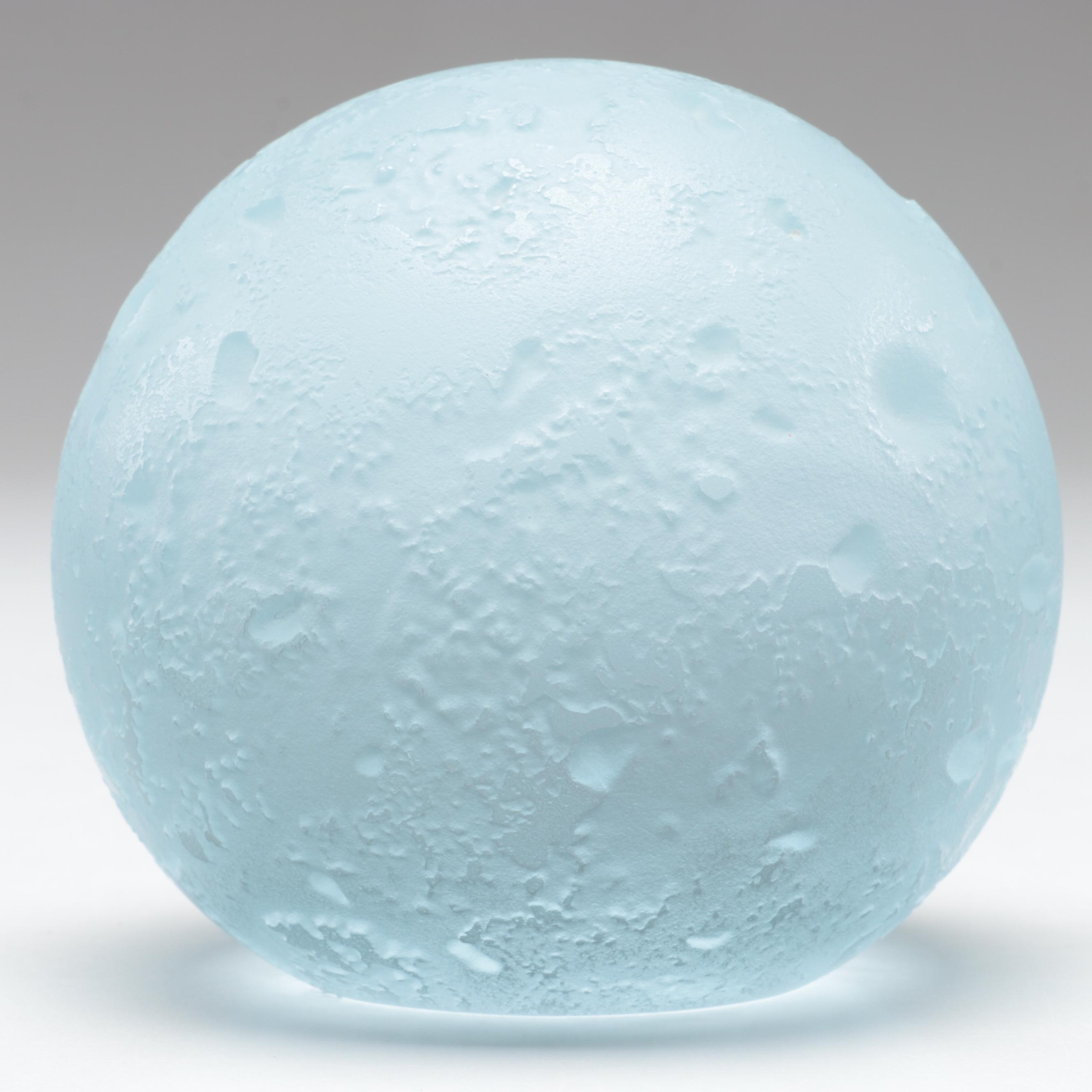 Bohemia Crystal Signed Etched and Engraved Czech Glass Lunar Moon Paperweight