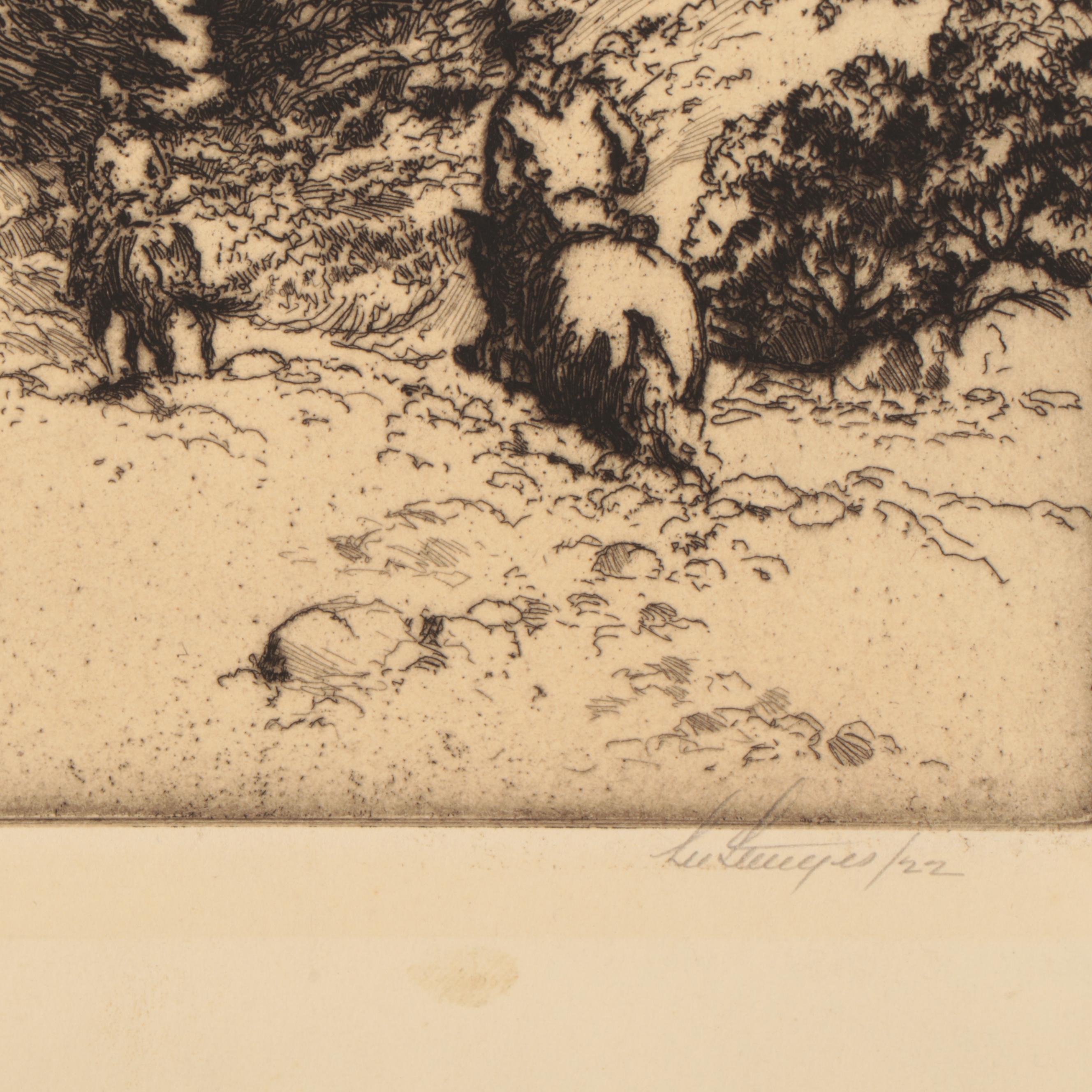 Lee Sturges Etchings Including "The Trail Riders," Early 20th Century
