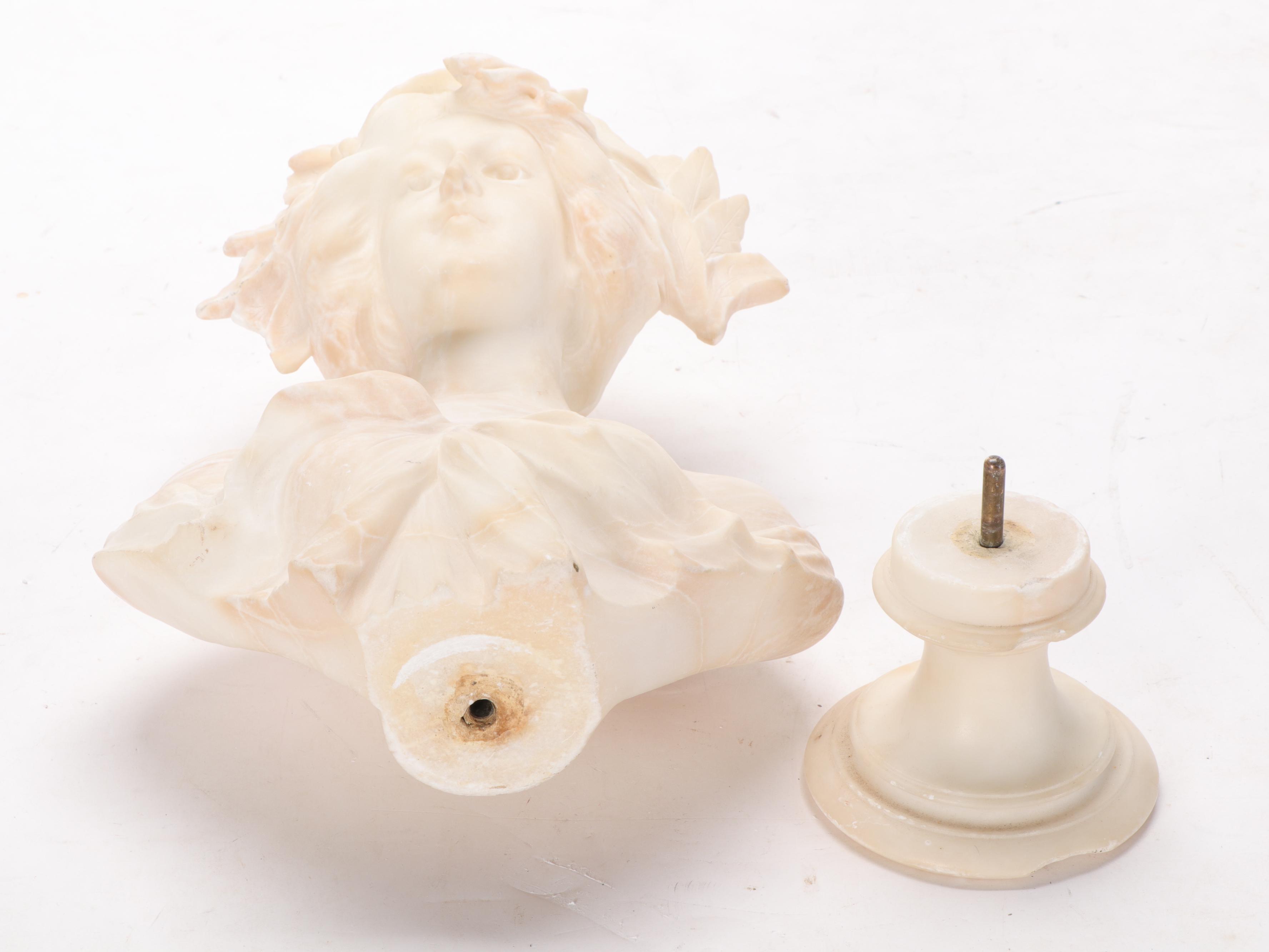 Adolfo Cipriani Alabaster Bust of Woman Wearing Laurel Wreath