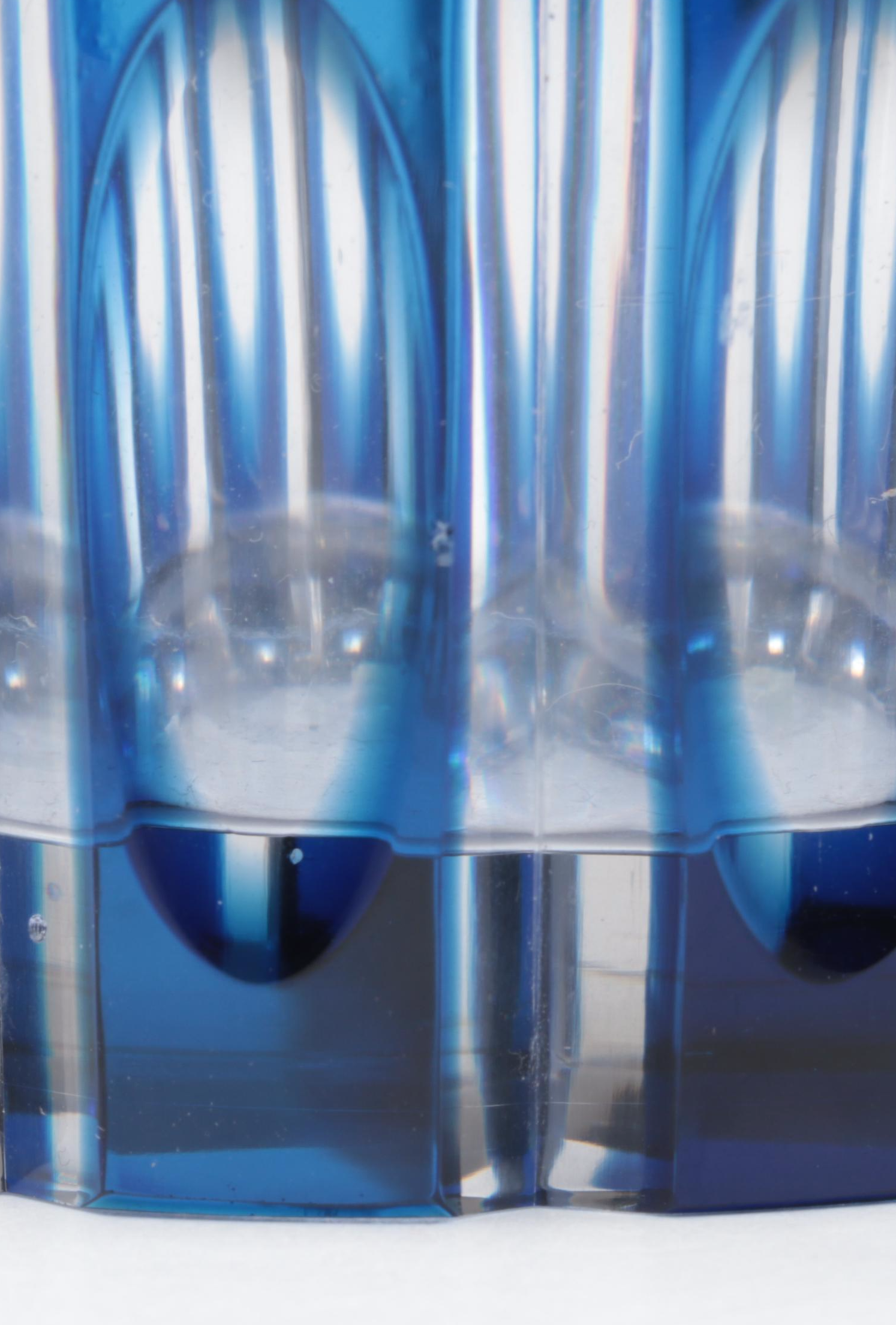 Bohemian Blue Cut to Clear with Silver Plate Rim Czech Art Glass Vase, 20th C.