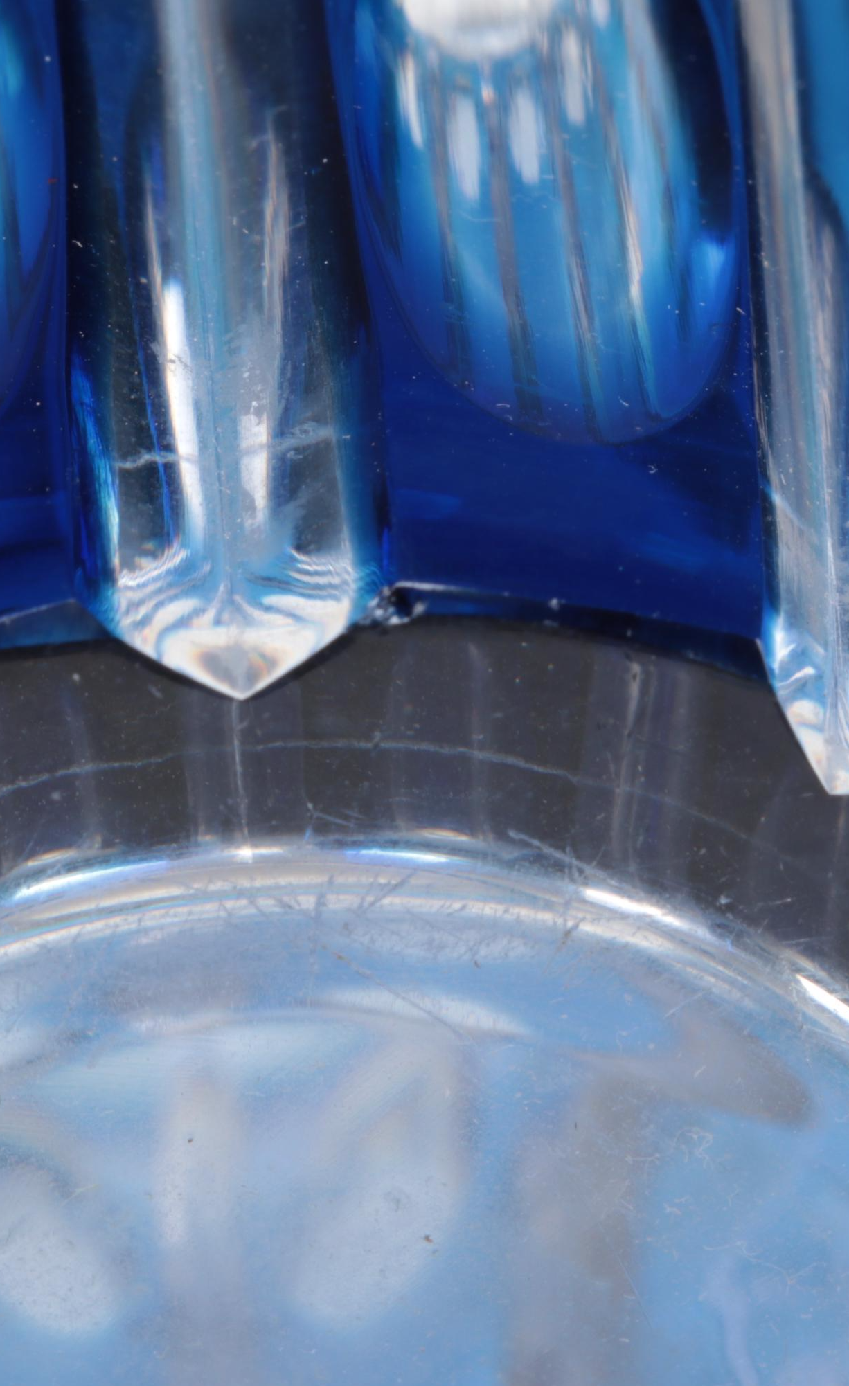 Bohemian Blue Cut to Clear with Silver Plate Rim Czech Art Glass Vase, 20th C.