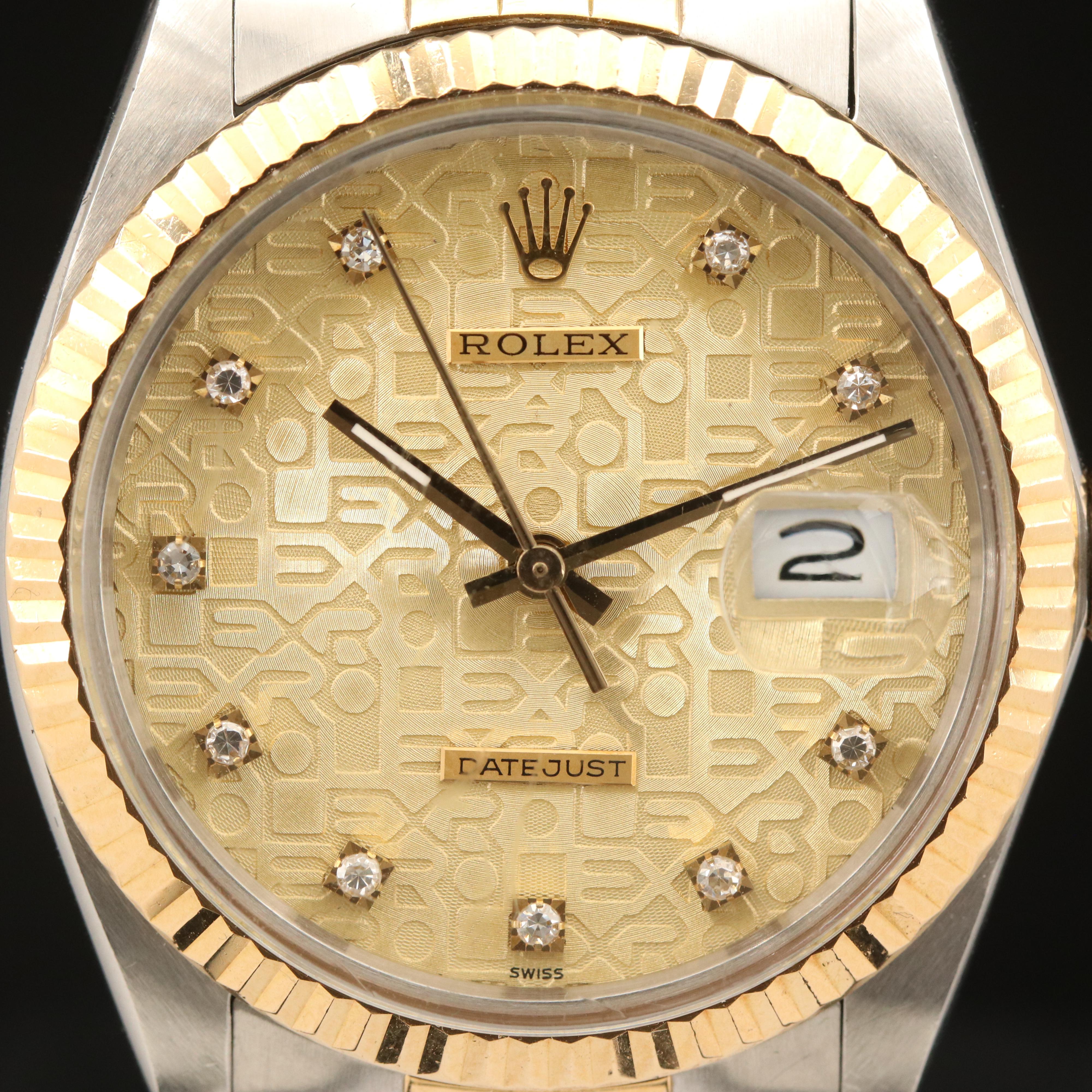 1987 Rolex Oyster Perpetual Datejust Jubilee Diamond Dial Watch