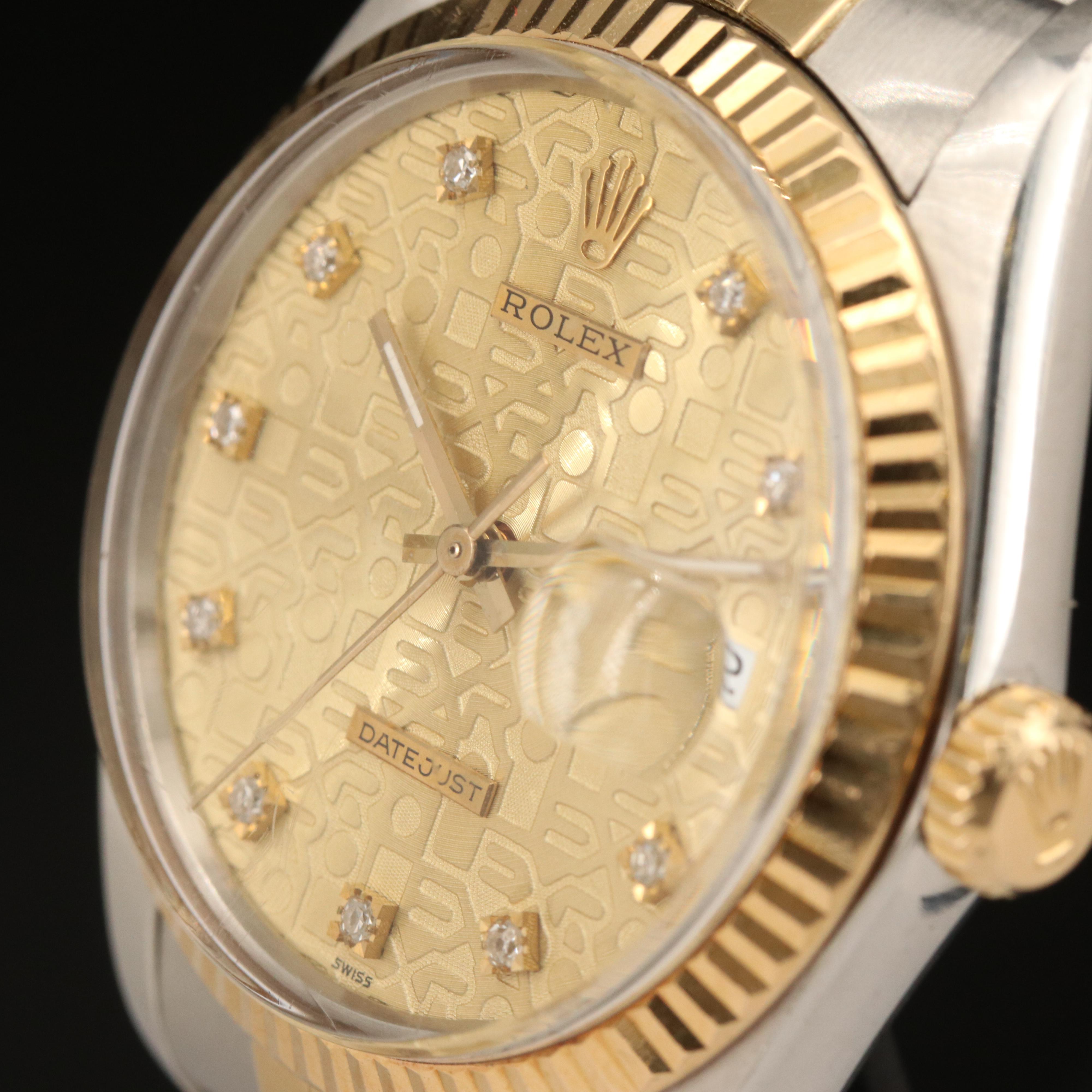 1987 Rolex Oyster Perpetual Datejust Jubilee Diamond Dial Watch