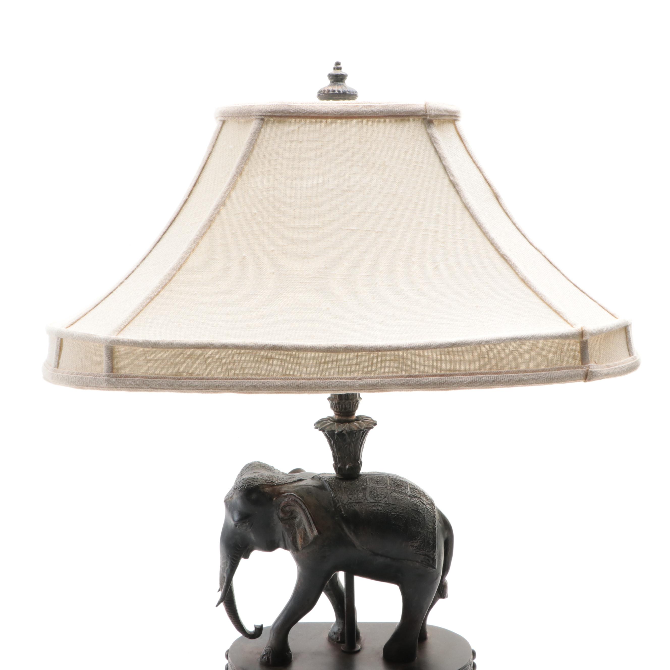 Chinese Cast Resin Elephant Base Lamp, 21st Century
