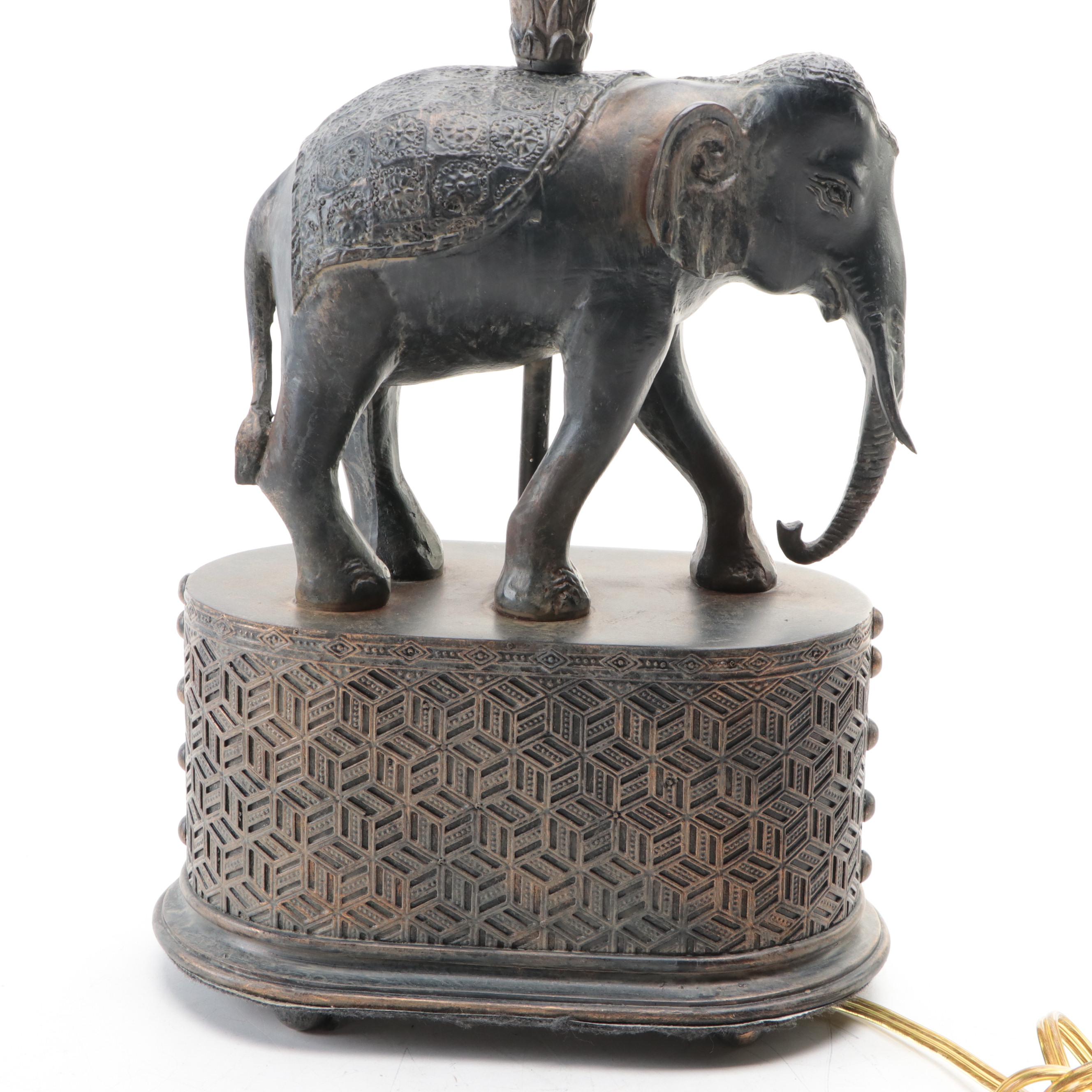 Chinese Cast Resin Elephant Base Lamp, 21st Century