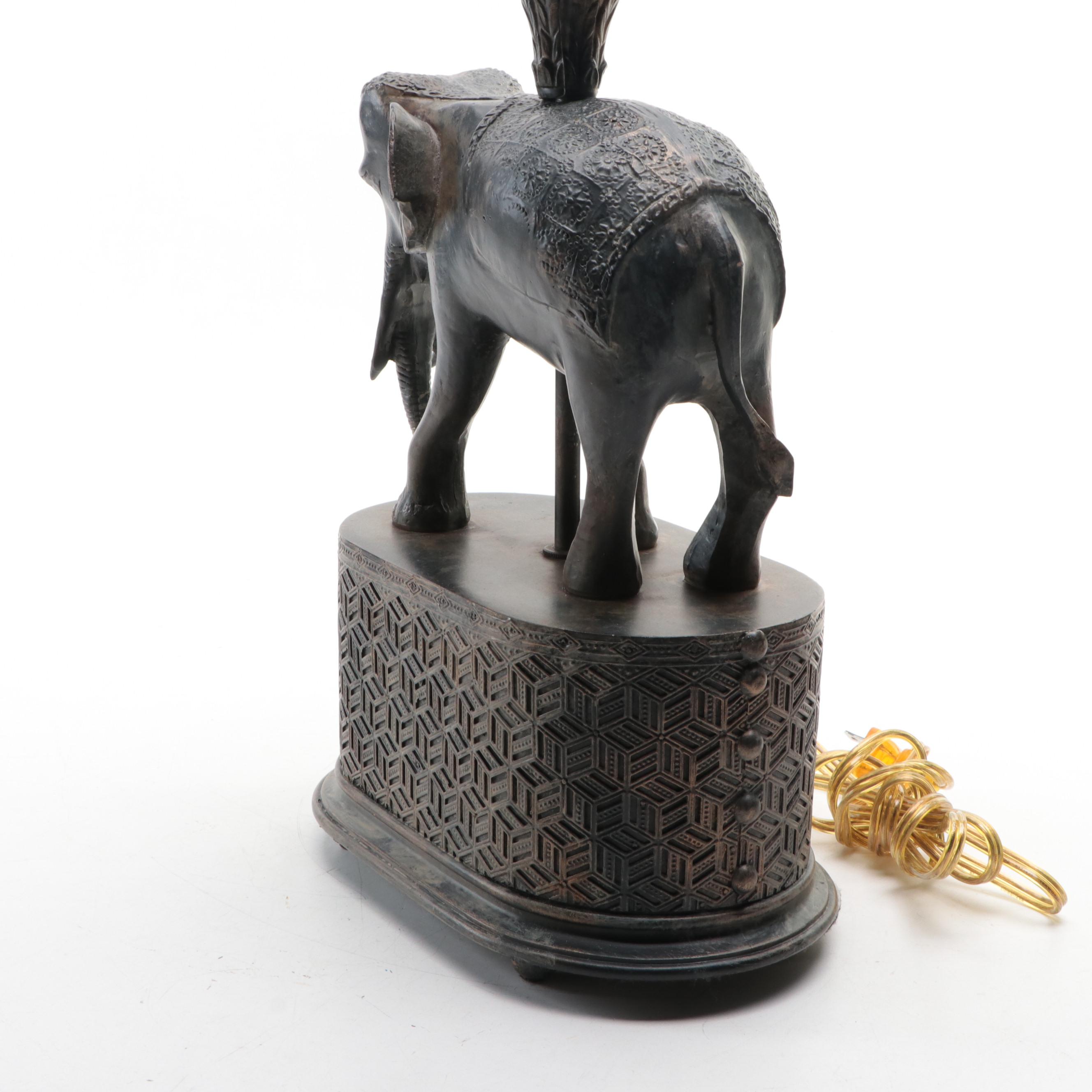 Chinese Cast Resin Elephant Base Lamp, 21st Century