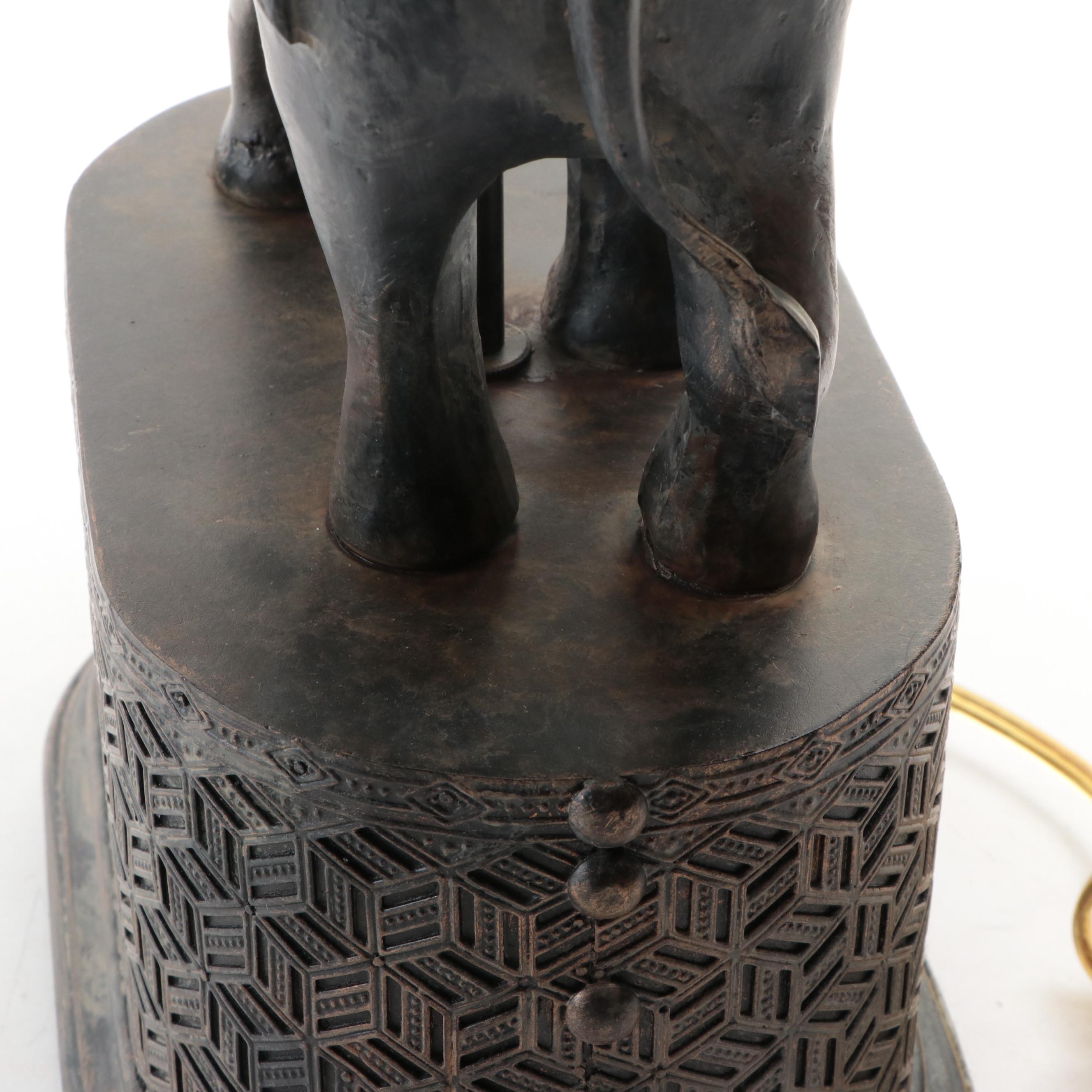Chinese Cast Resin Elephant Base Lamp, 21st Century
