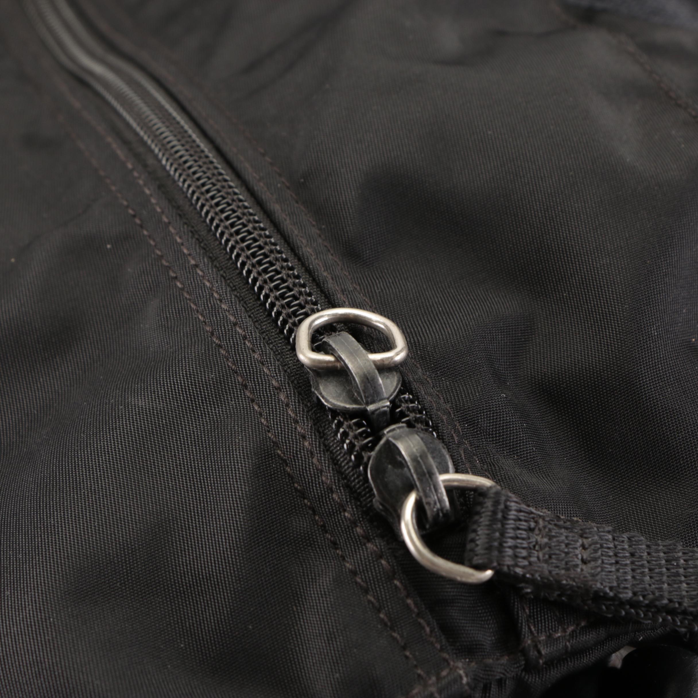 Prada Black Tessuto Nylon Weekender Bag with Leather Trim