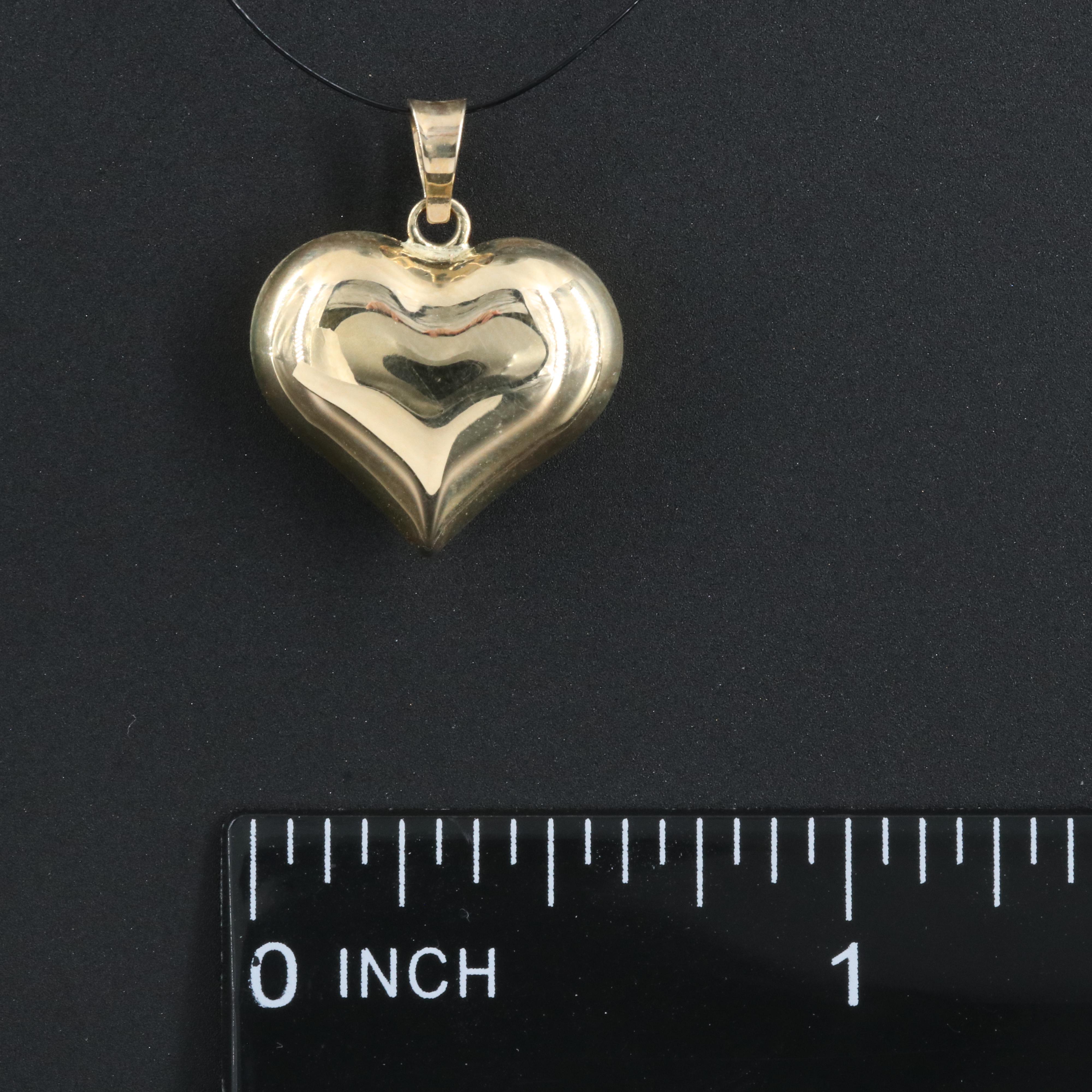 14K Puff Heart Pendant