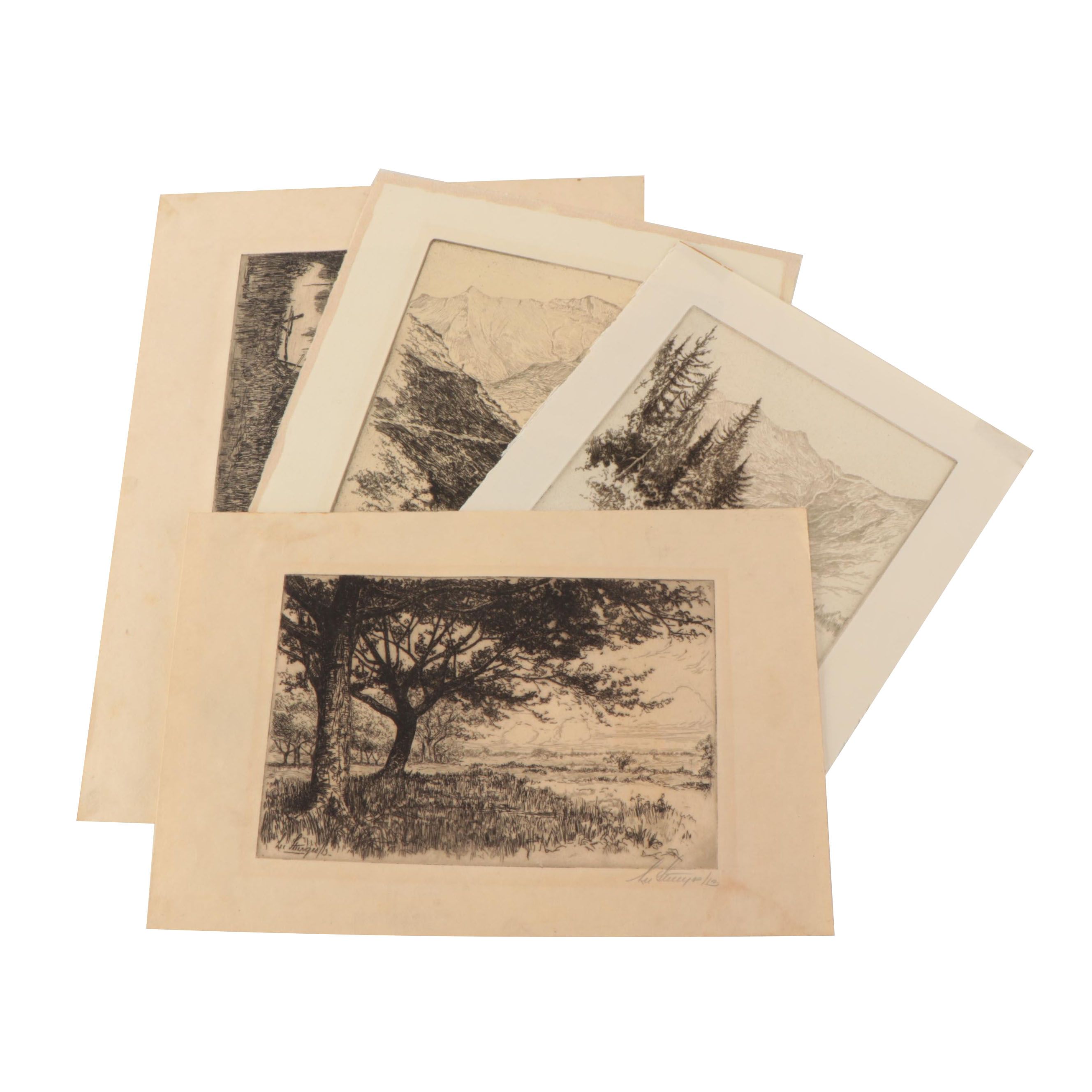 Lee Sturges Etchings Including "The Trail Riders," Early 20th Century