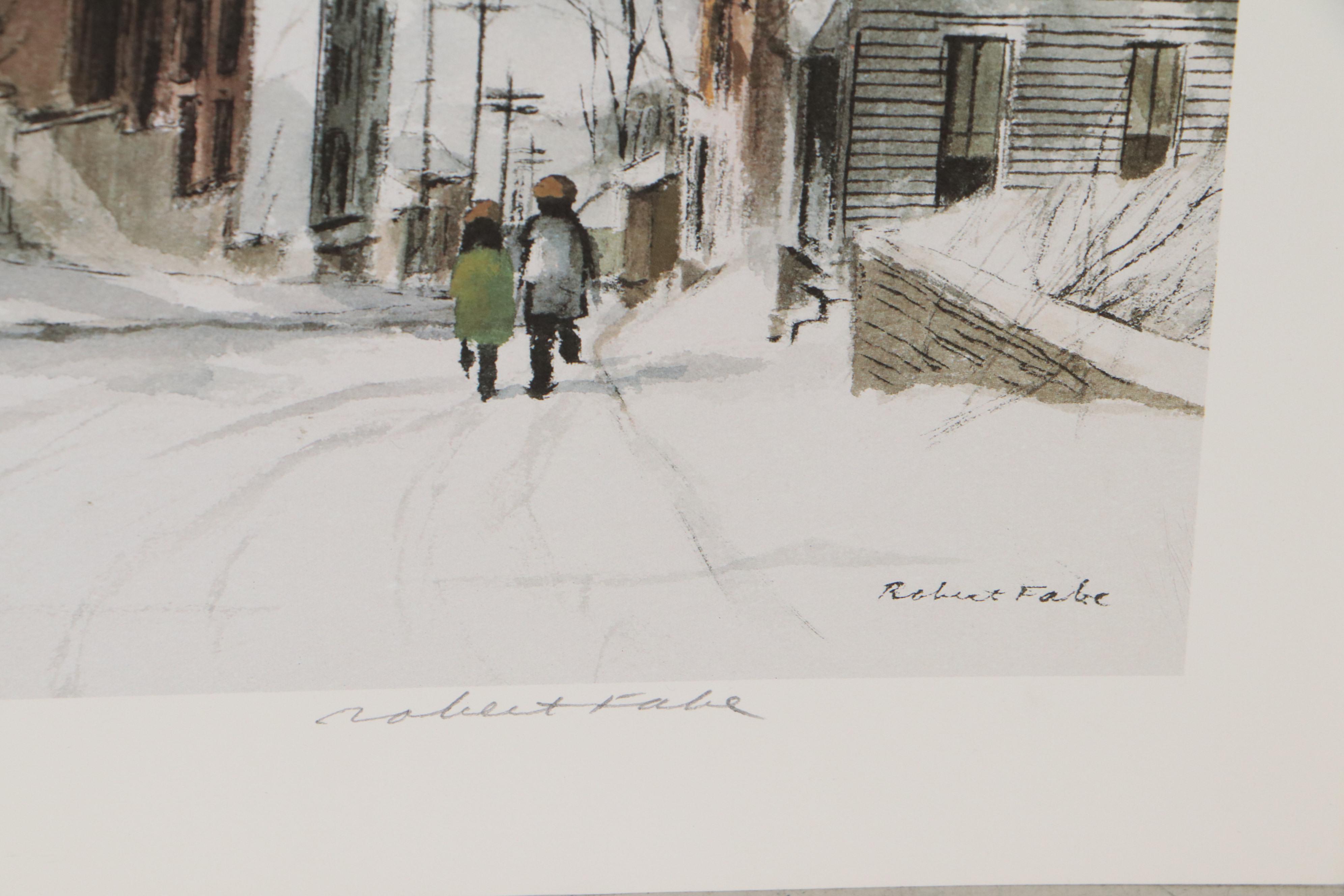 Robert Fabe Offset Lithographs Including "December Afternoon," Late 20th Century