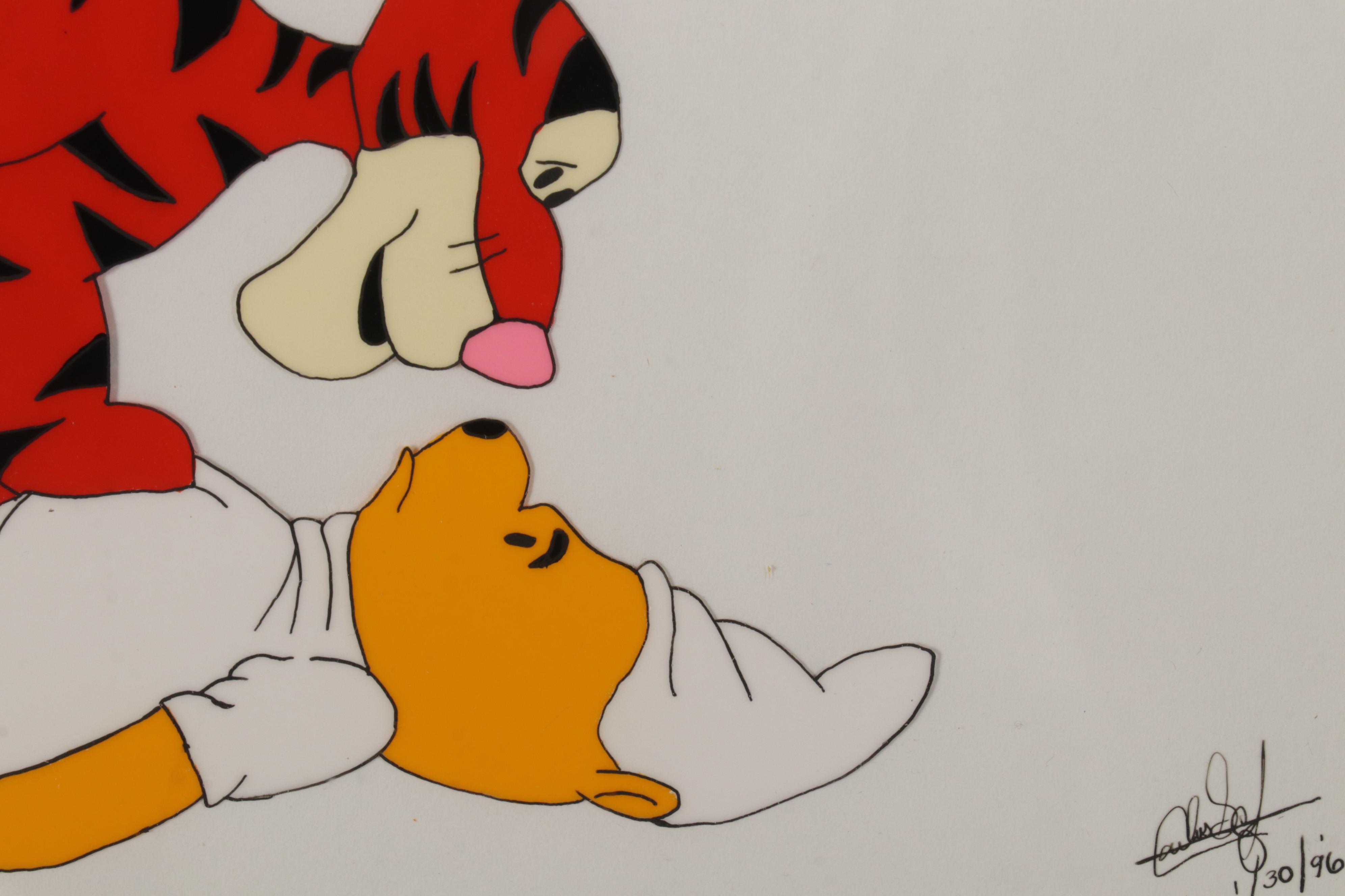 Hand-Painted Animation Cel of Winnie the Pooh and Tigger, 1996