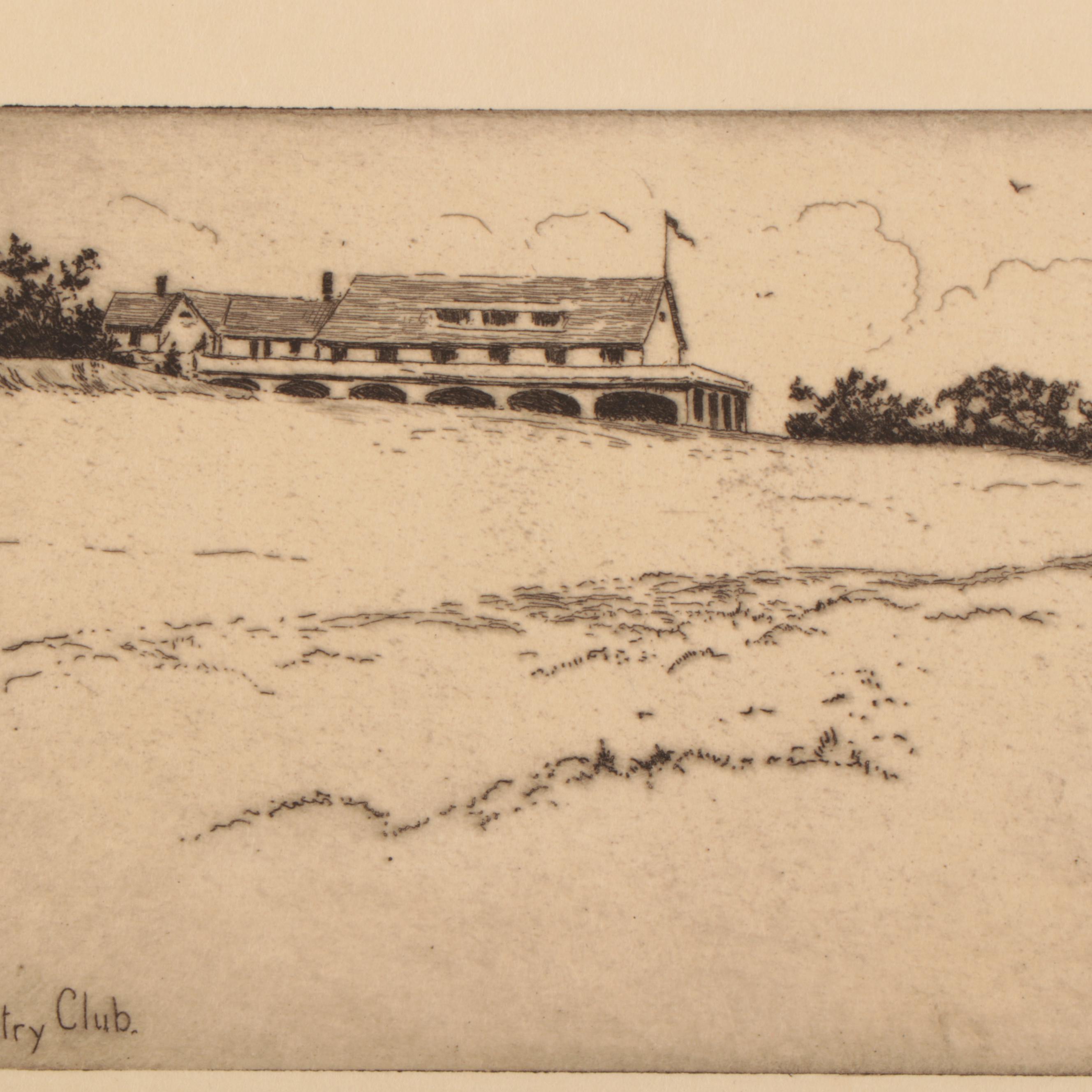 Lee Sturges Etchings Including "Glen Oak Country Club," Circa 1920