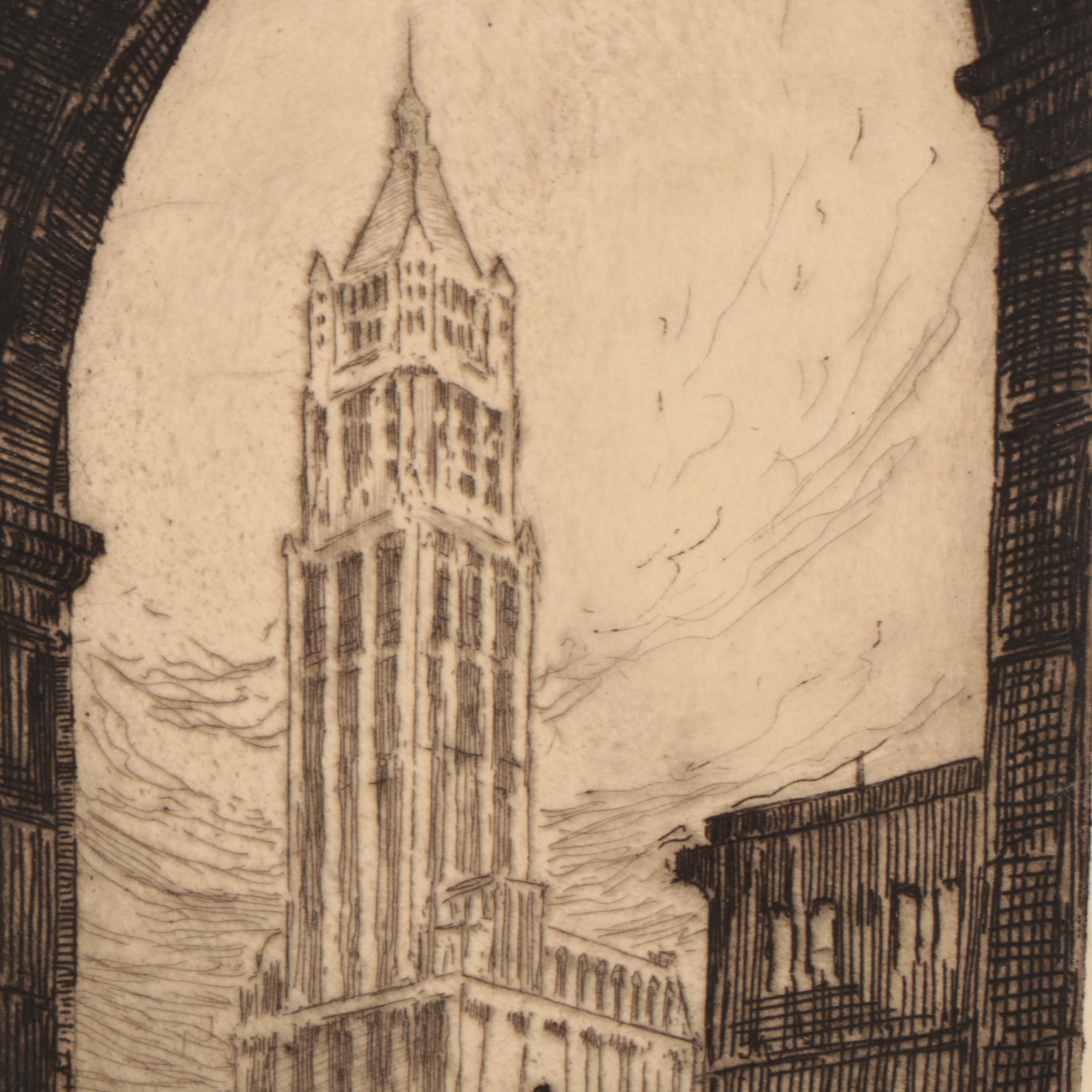 Lee Sturges Etchings Including "Glen Oak Country Club," Circa 1920