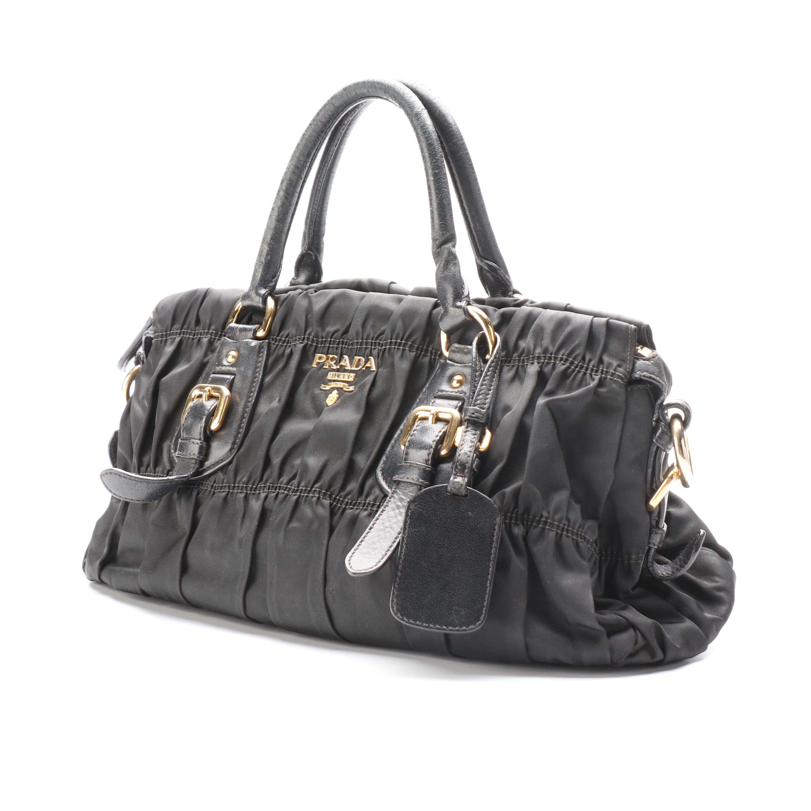 Prada Two-Way Bag in Black Tessuto Gaufre Nylon with Nappa Leather Trim