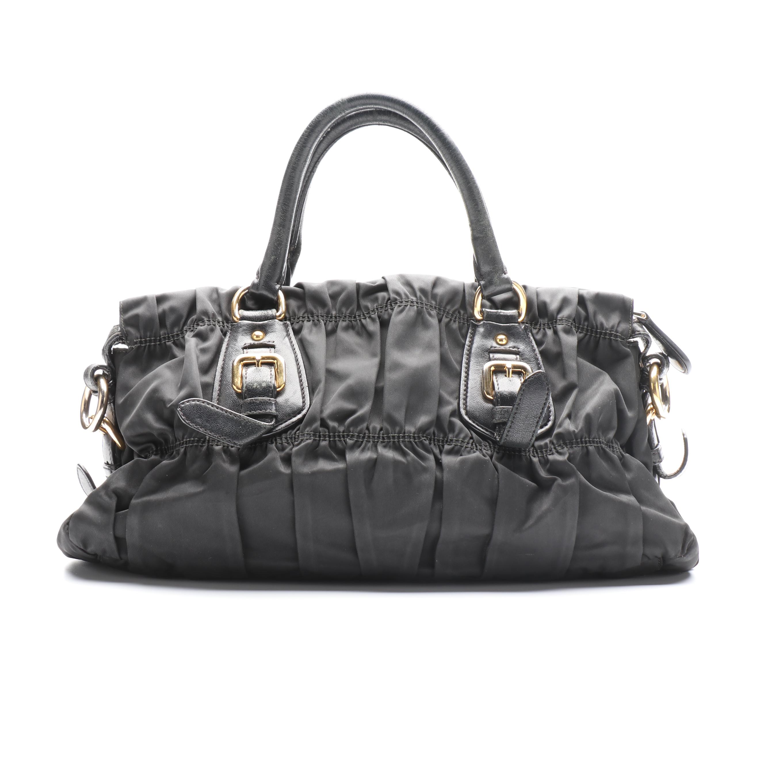 Prada Two-Way Bag in Black Tessuto Gaufre Nylon with Nappa Leather Trim