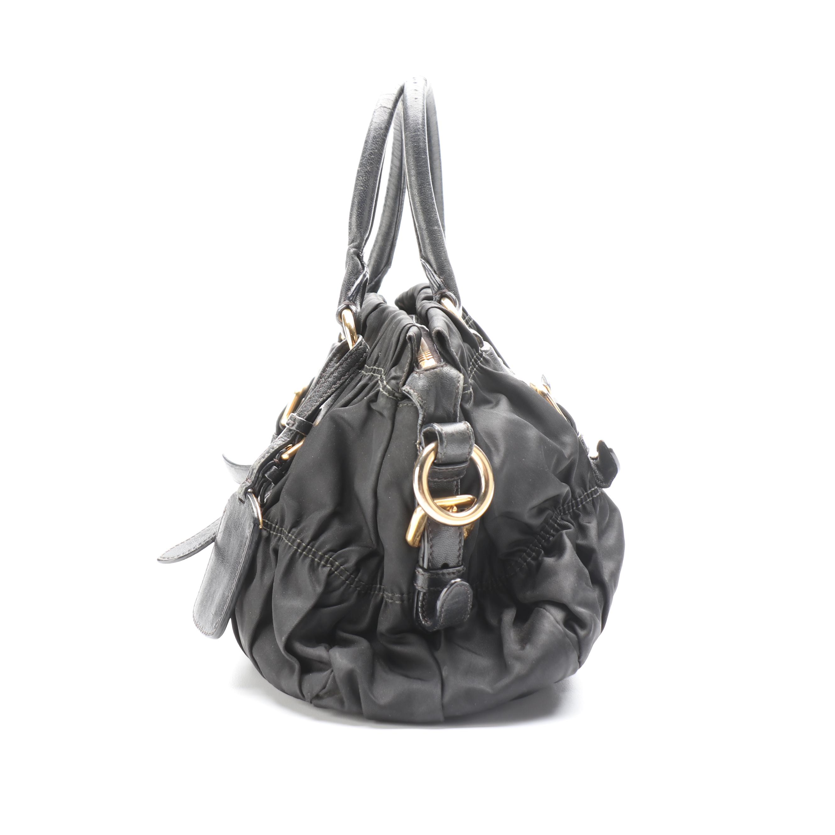 Prada Two-Way Bag in Black Tessuto Gaufre Nylon with Nappa Leather Trim