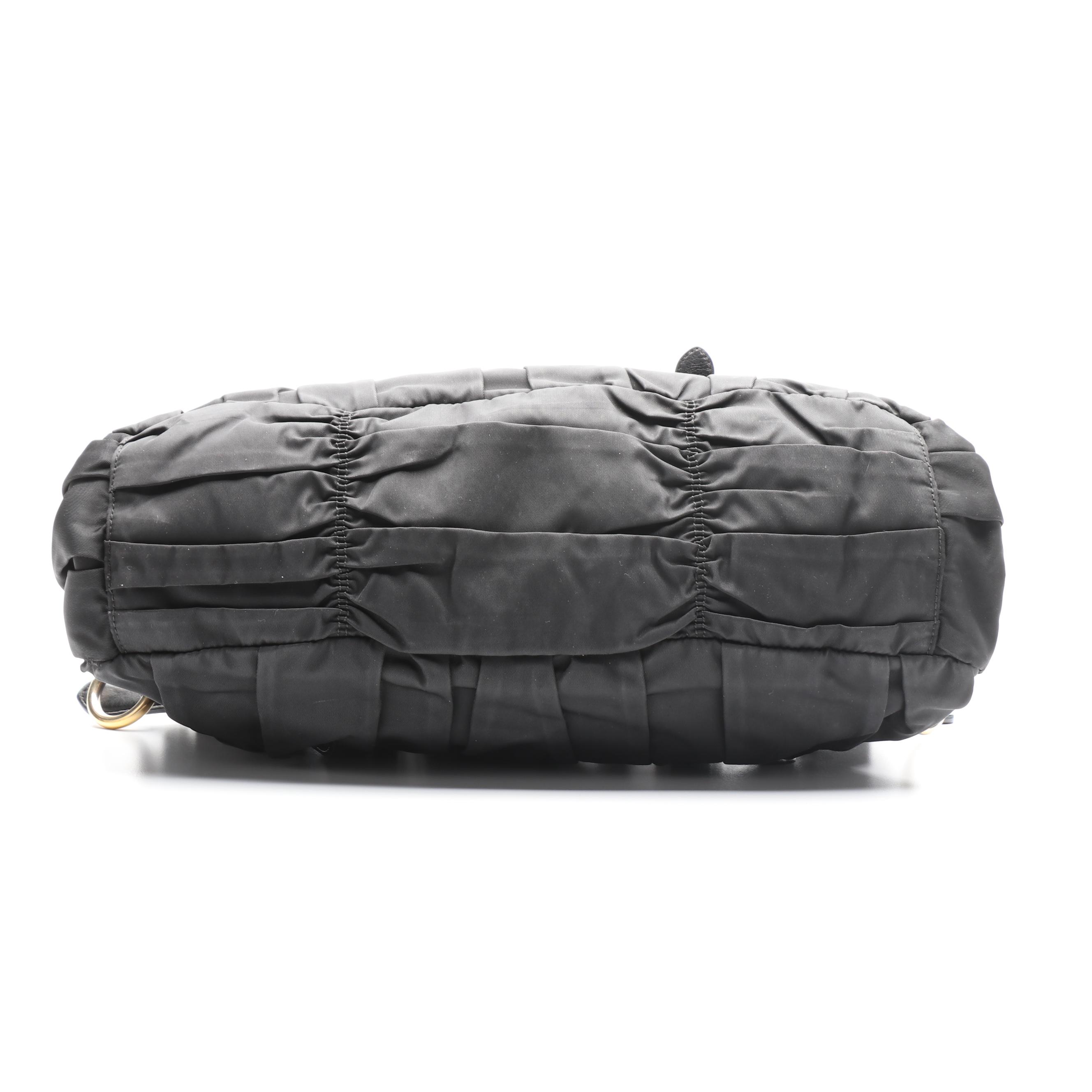 Prada Two-Way Bag in Black Tessuto Gaufre Nylon with Nappa Leather Trim