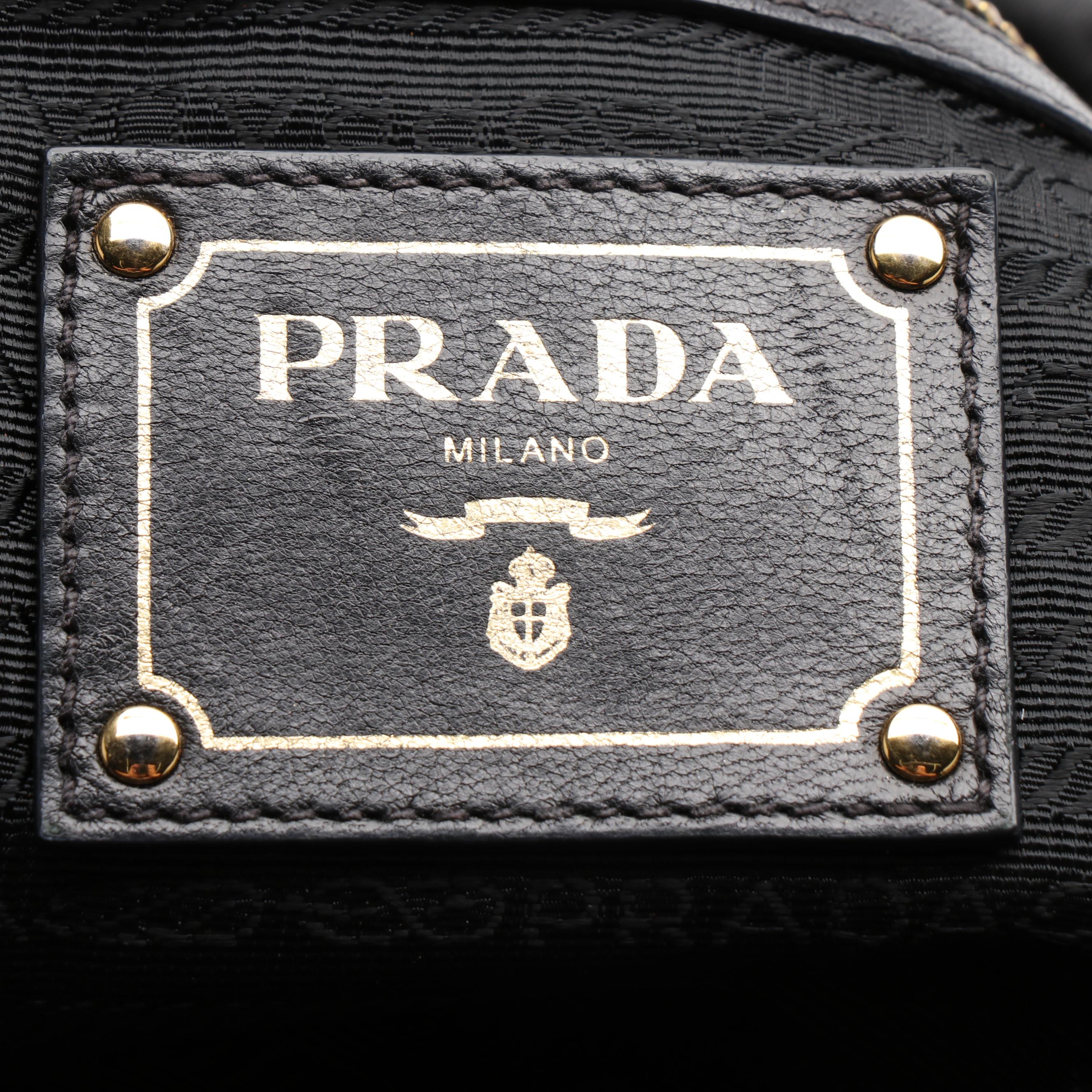 Prada Two-Way Bag in Black Tessuto Gaufre Nylon with Nappa Leather Trim
