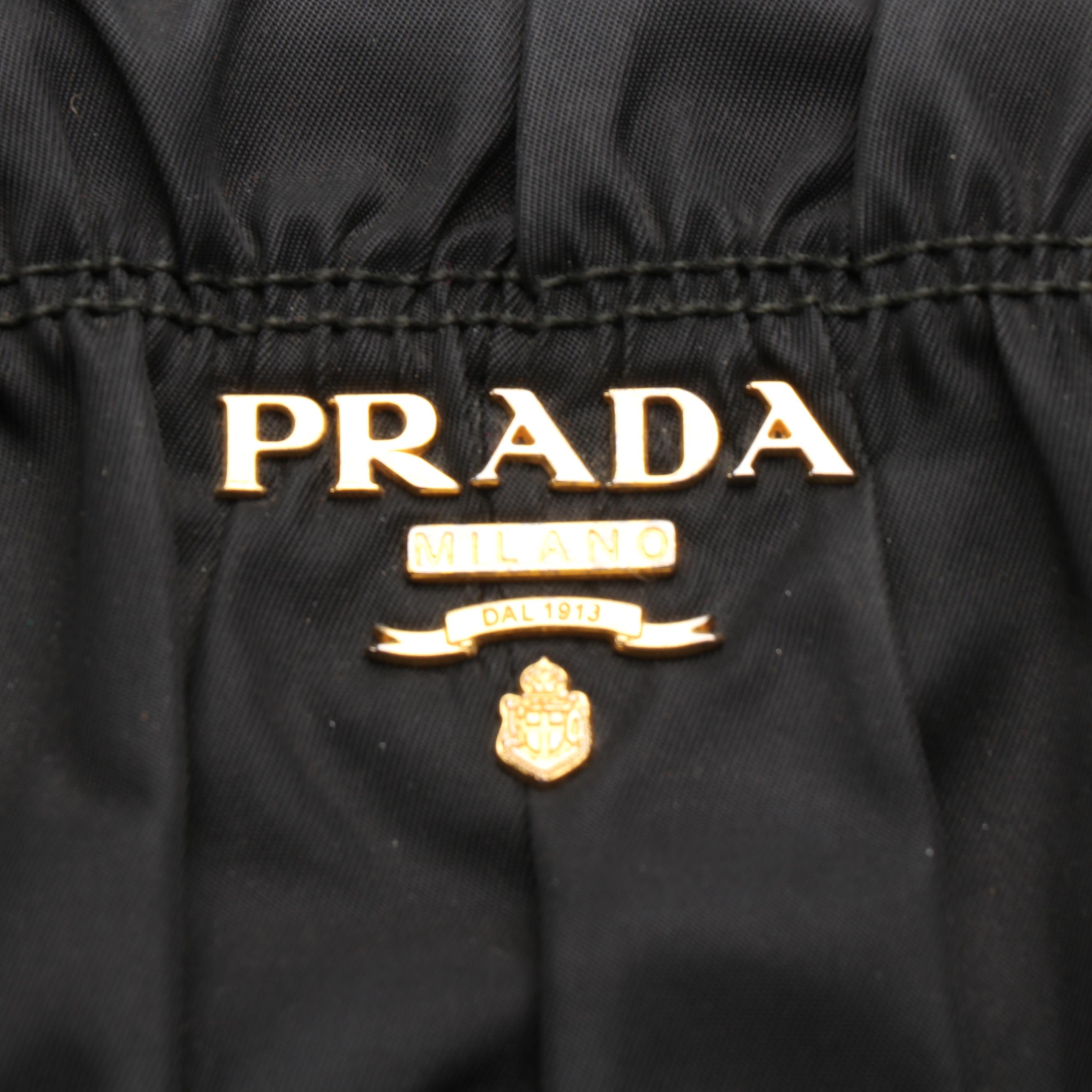 Prada Two-Way Bag in Black Tessuto Gaufre Nylon with Nappa Leather Trim