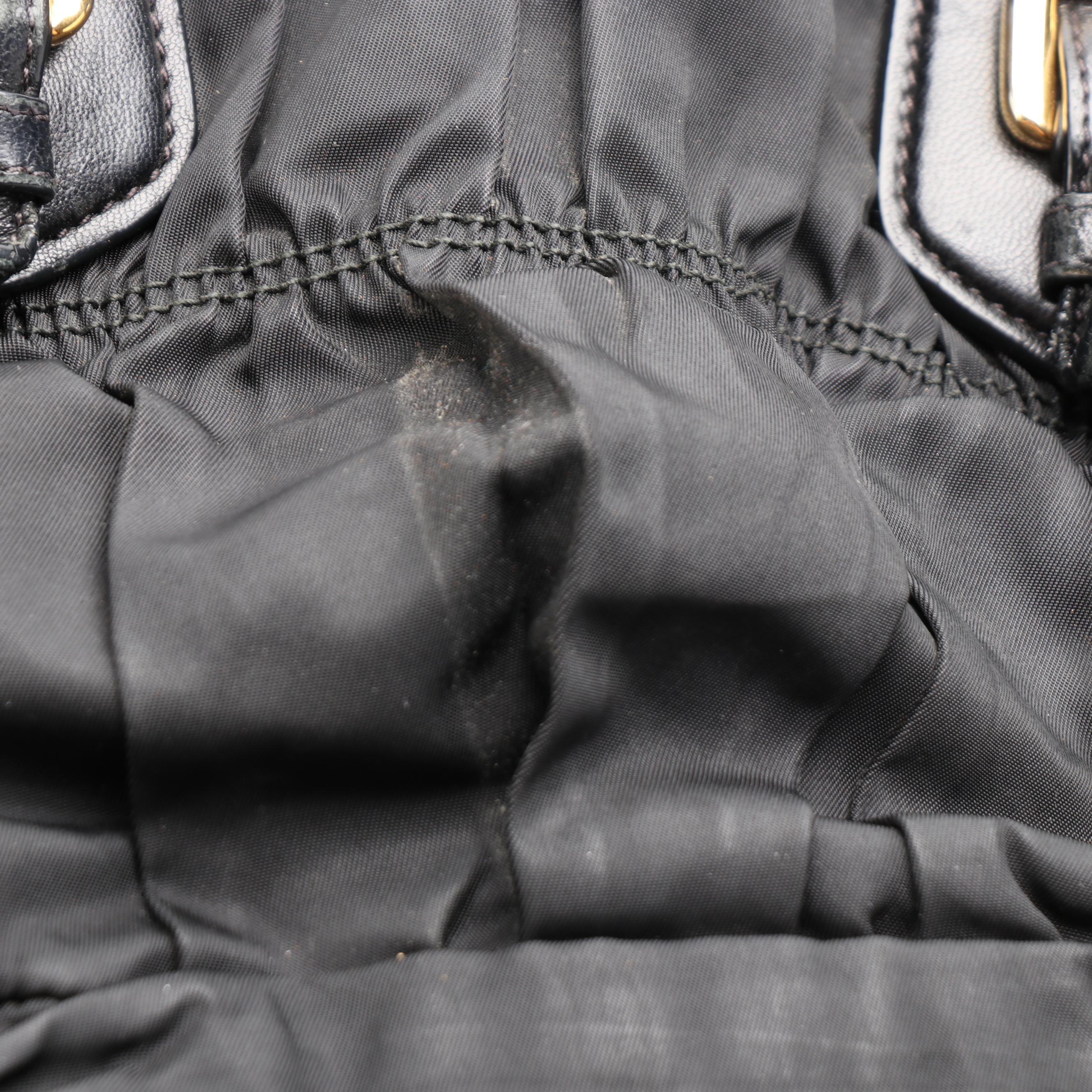 Prada Two-Way Bag in Black Tessuto Gaufre Nylon with Nappa Leather Trim