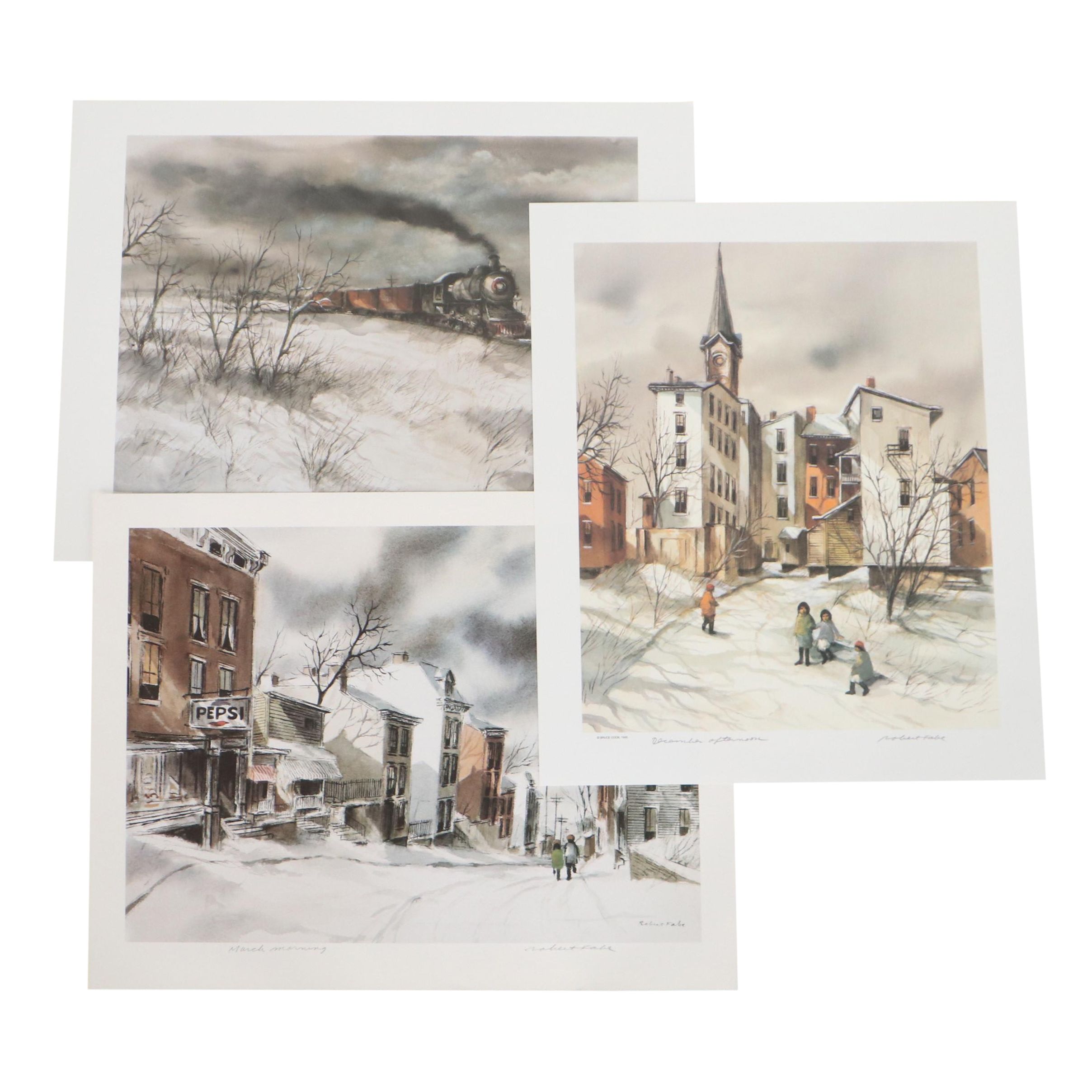 Robert Fabe Offset Lithographs Including "December Afternoon," Late 20th Century