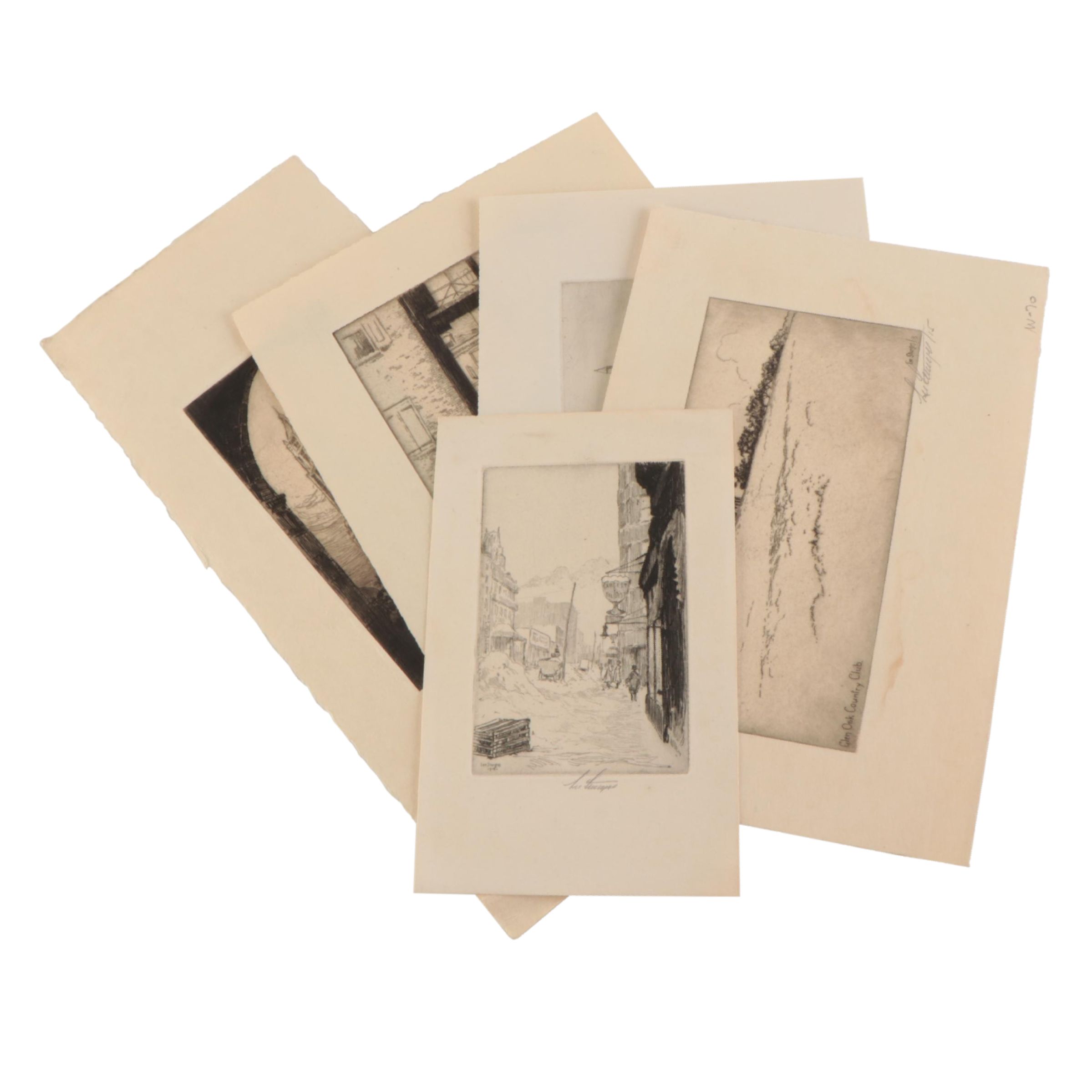 Lee Sturges Etchings Including "Glen Oak Country Club," Circa 1920