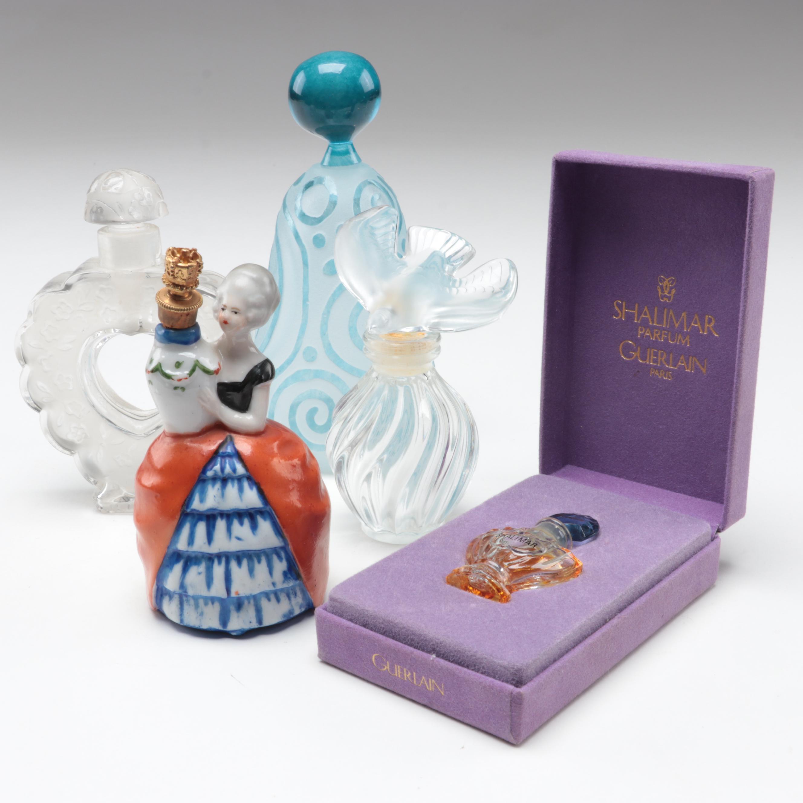 Lalique, Guerlain With Other Glass and Ceramic Perfume Bottles