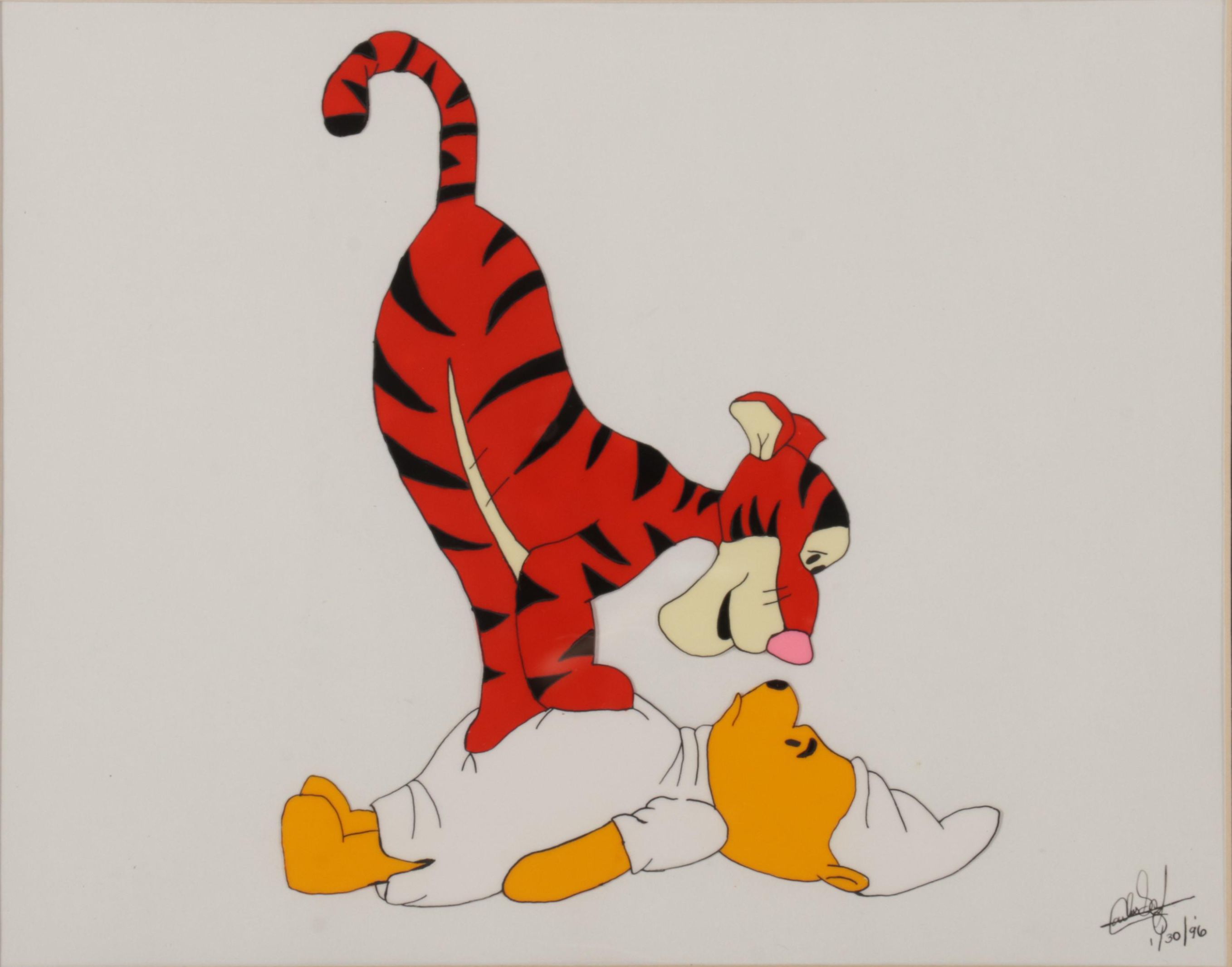Hand-Painted Animation Cel of Winnie the Pooh and Tigger, 1996
