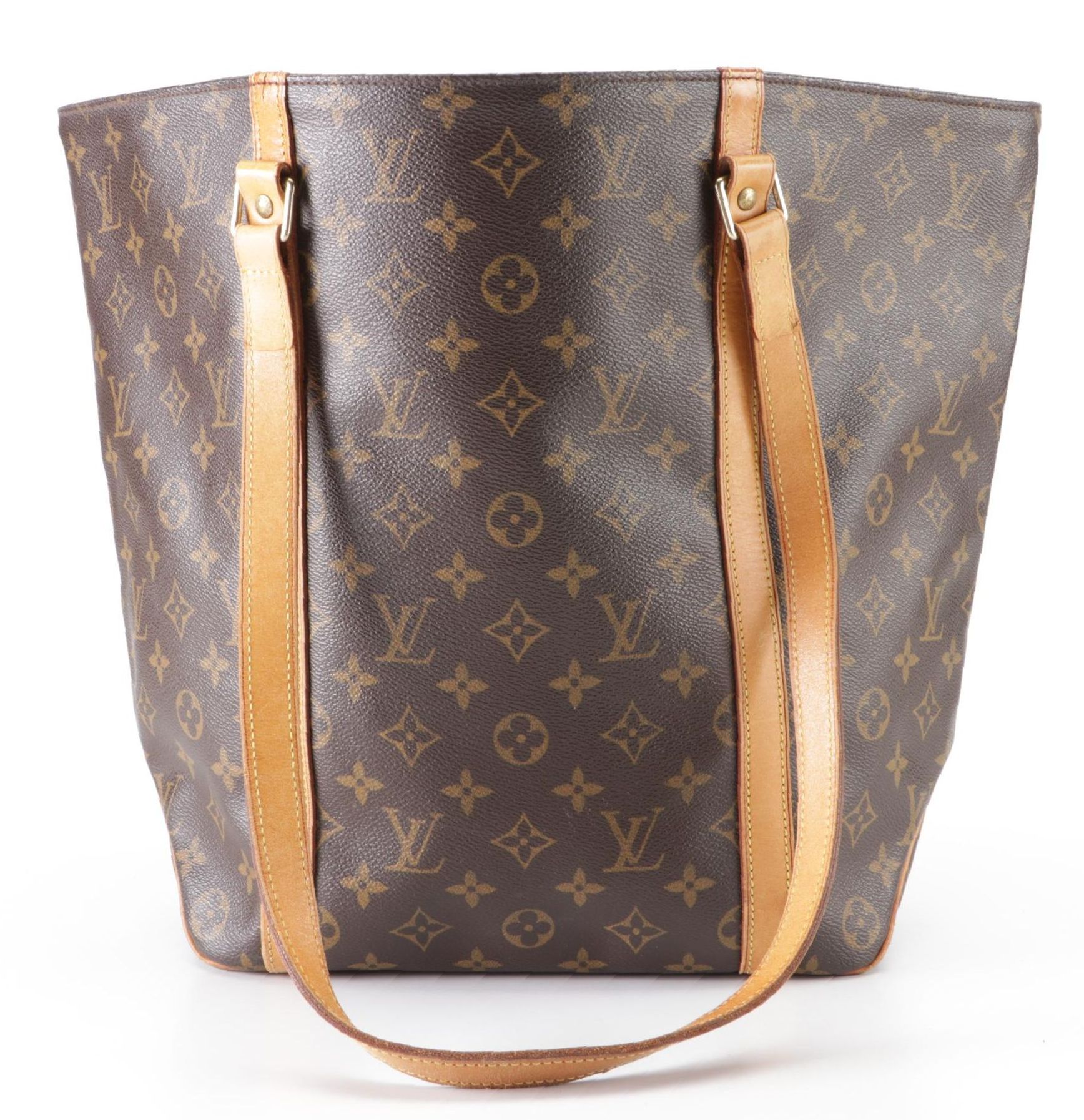 Louis Vuitton Sac Shopping in Monogram Canvas and Vachetta Leather