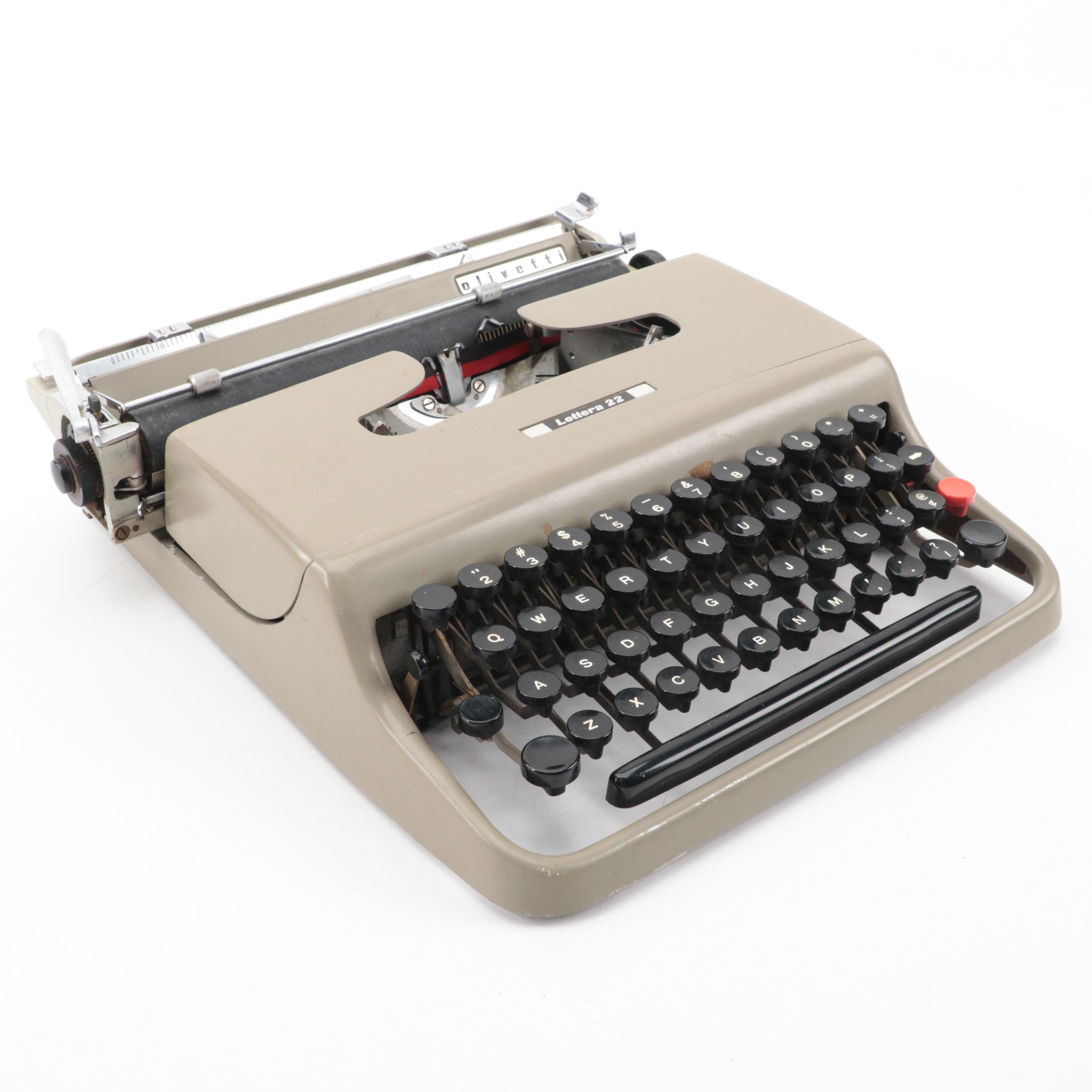 Olivetti "Lettera 22" Portable Typewriter, Mid-20th Century