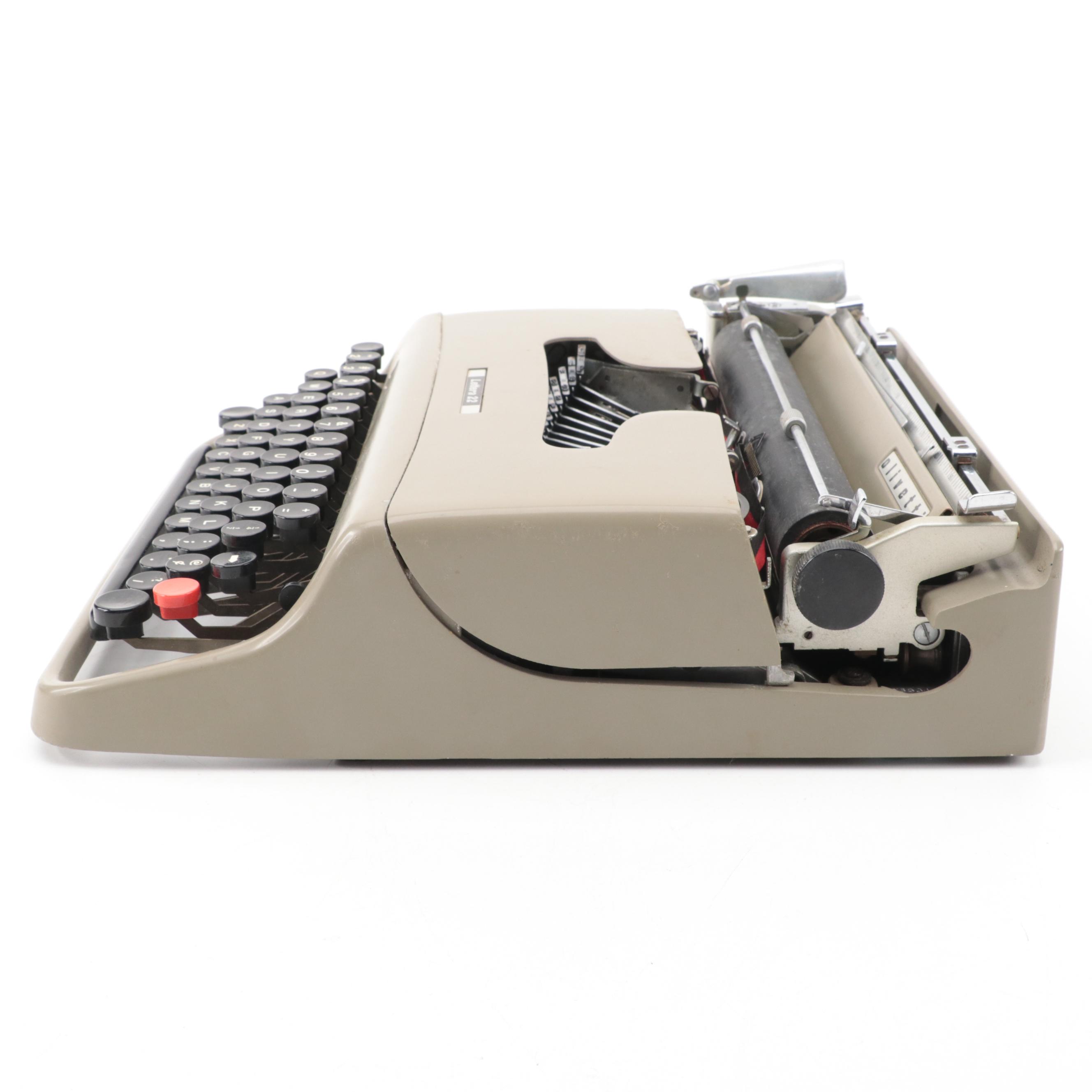 Olivetti "Lettera 22" Portable Typewriter, Mid-20th Century