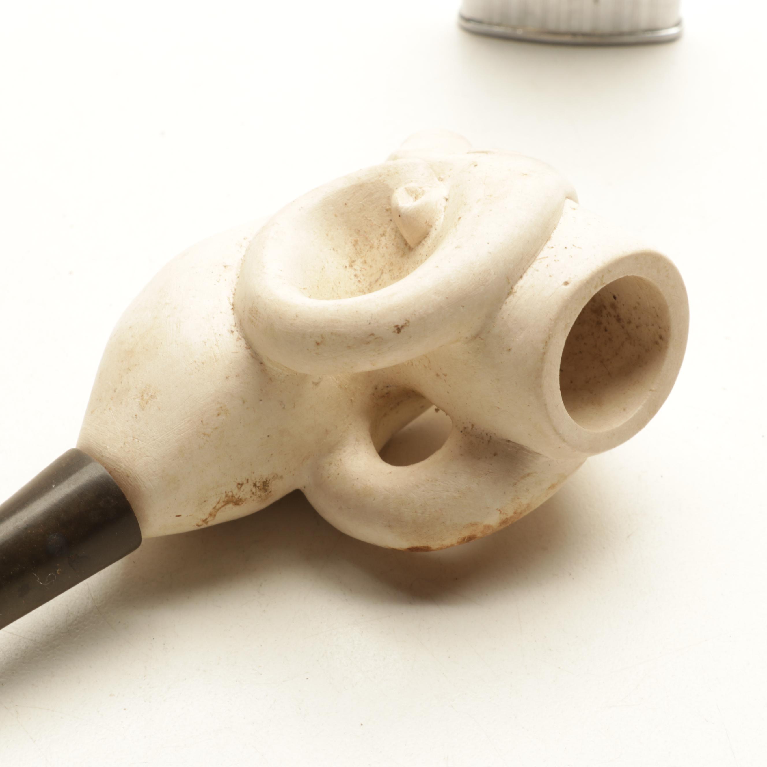 Reed & Barton Pheasant Snuff Box With Ronson Lighter, Gunpowder Flask and Pipe