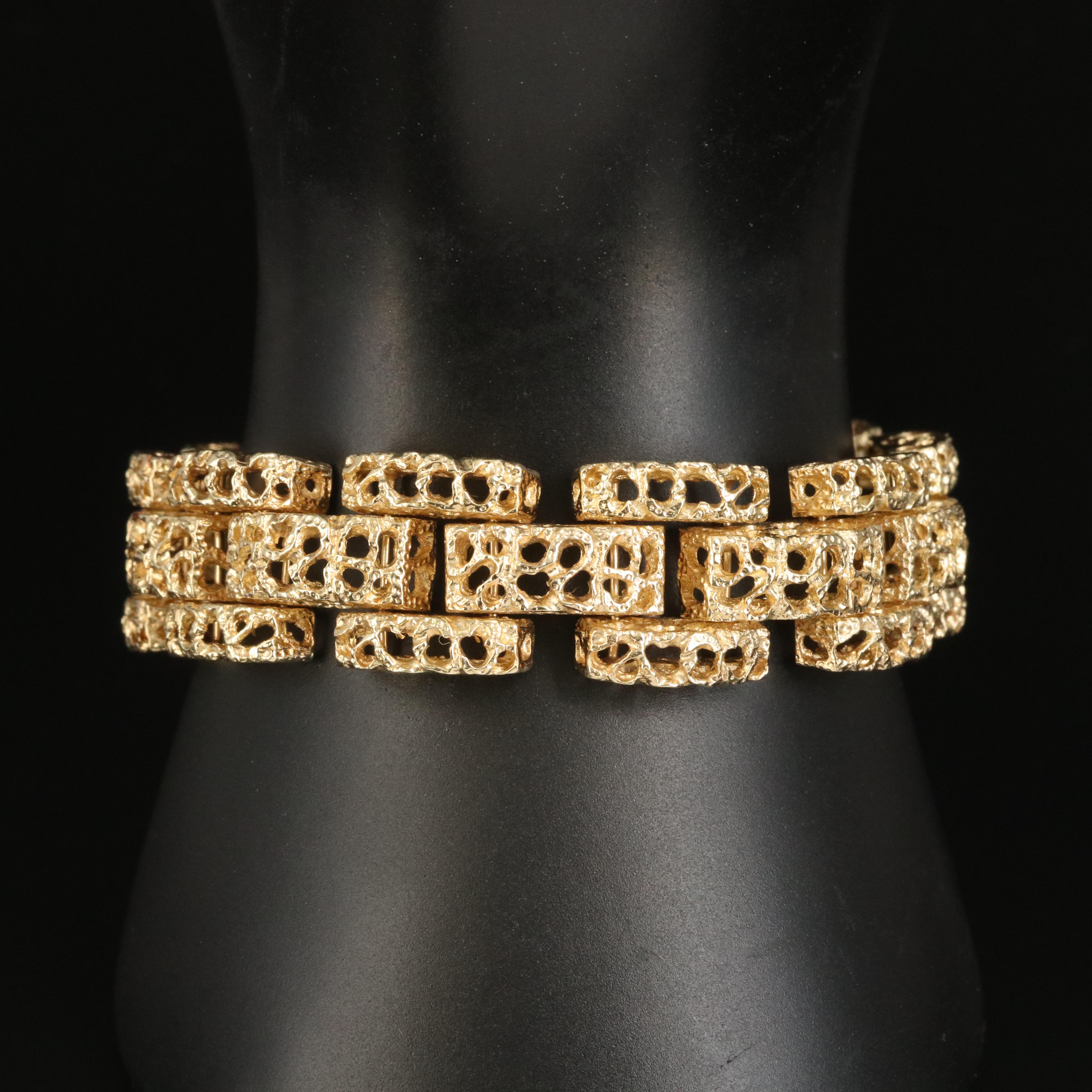 14K Modern Honeycomb Bracelet