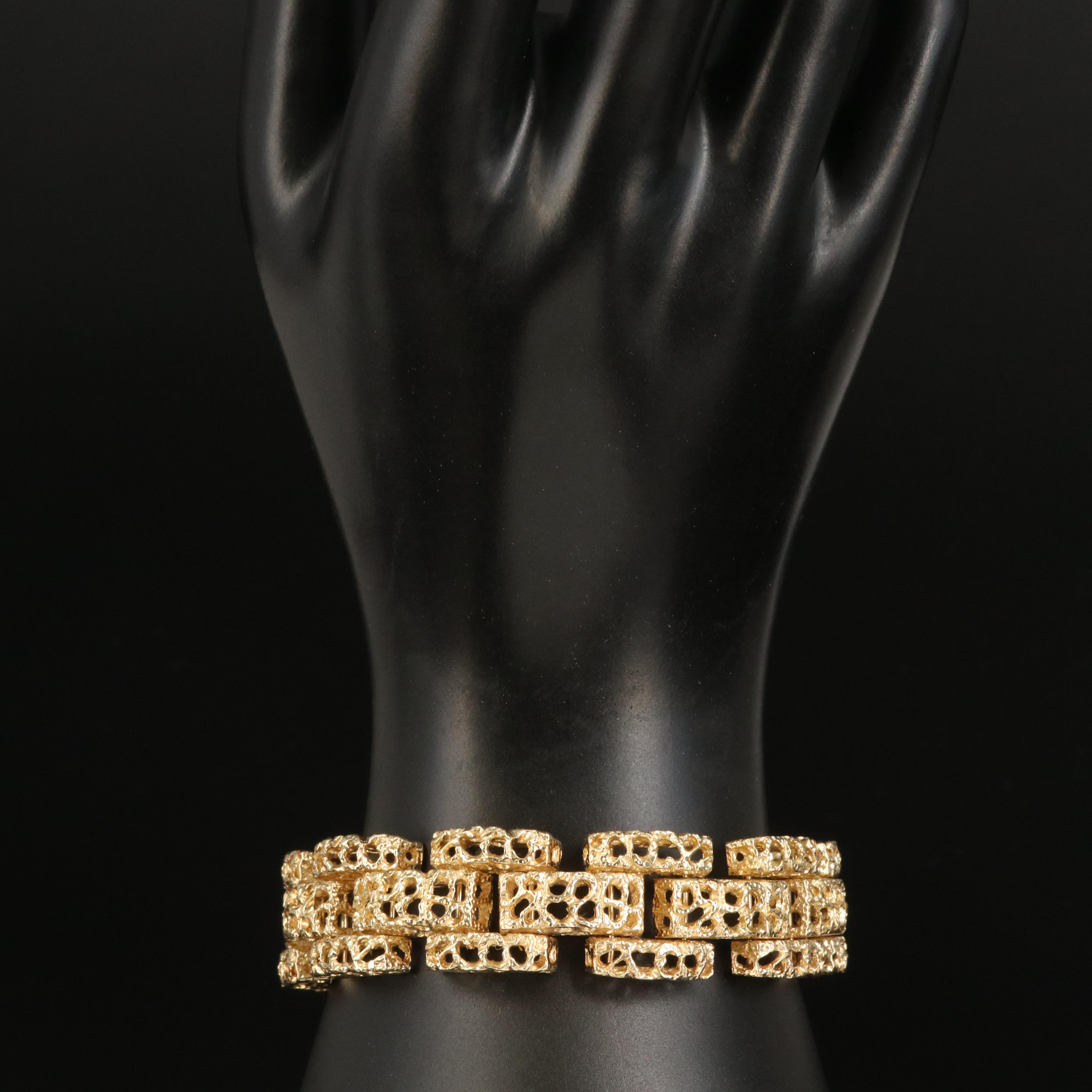 14K Modern Honeycomb Bracelet