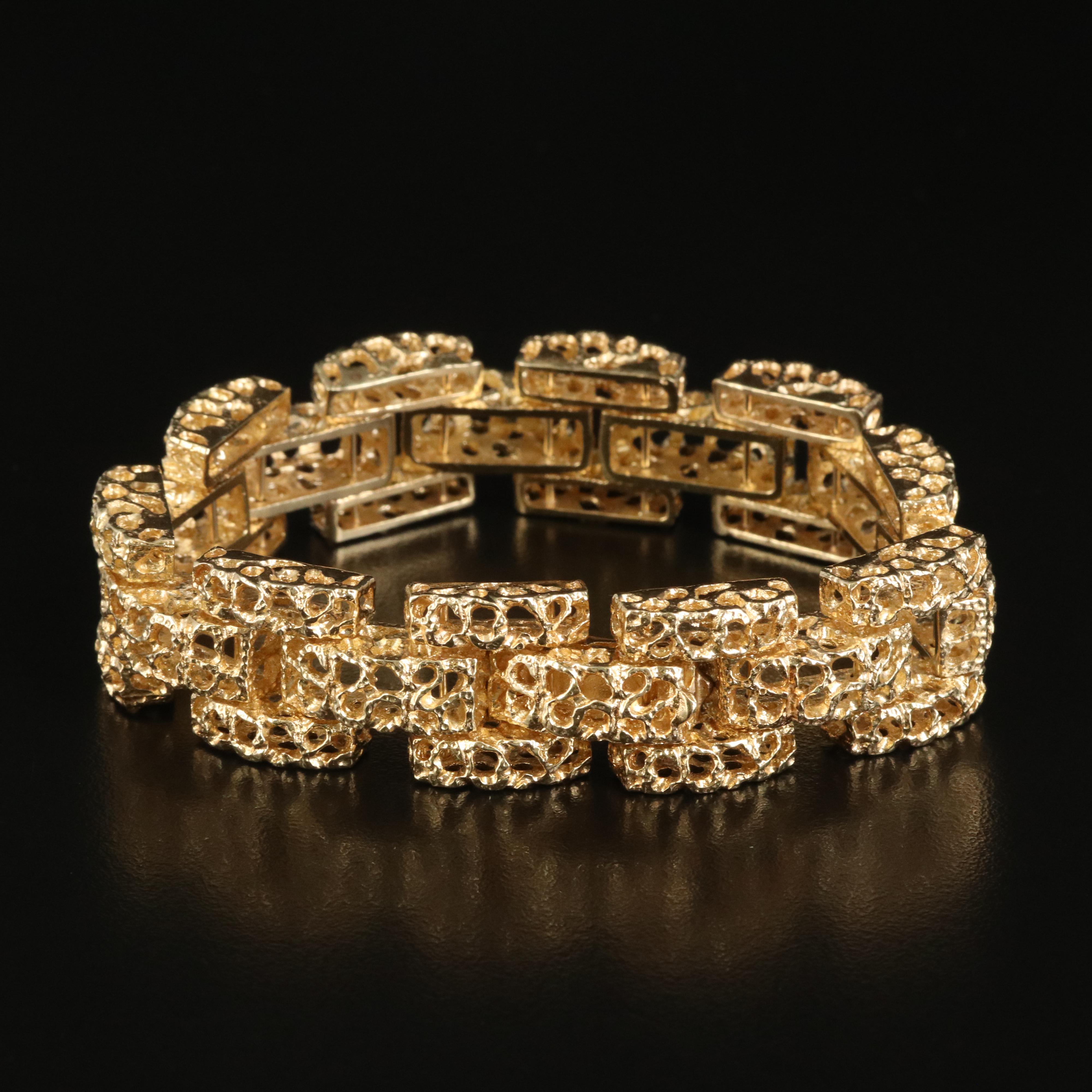 14K Modern Honeycomb Bracelet