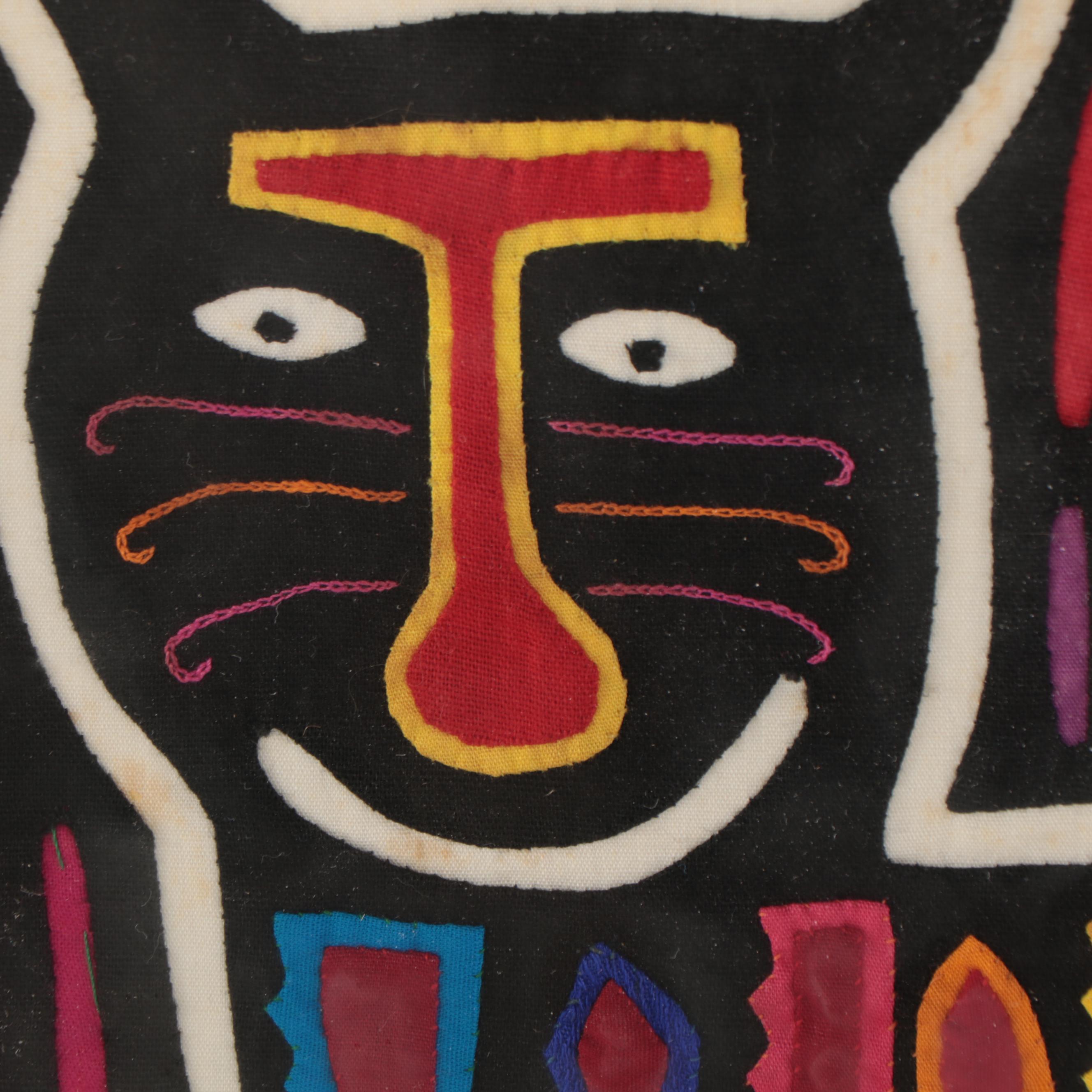 Panamanian Guna Mola Appliqué Textile Panel of Mythical Creature