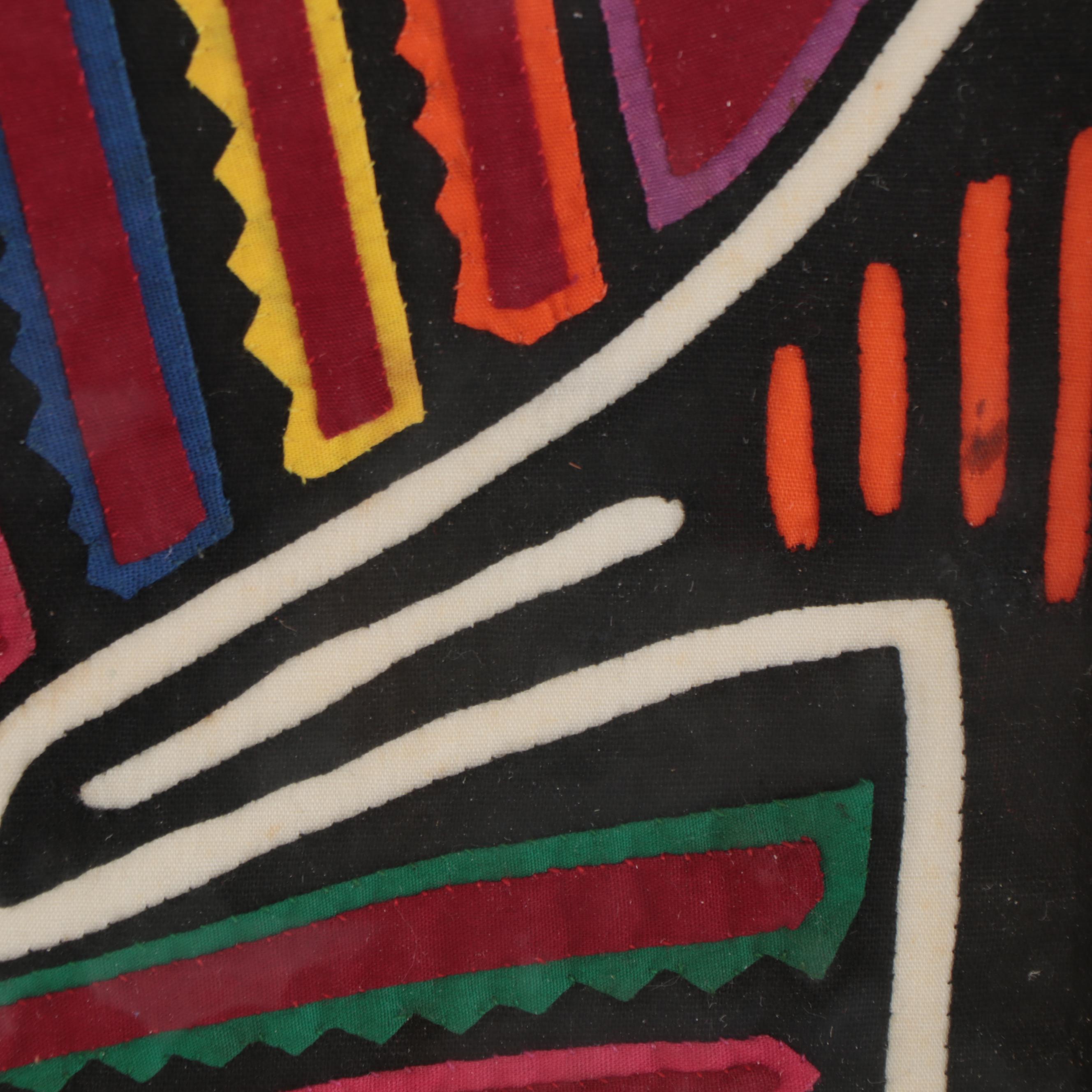 Panamanian Guna Mola Appliqué Textile Panel of Mythical Creature