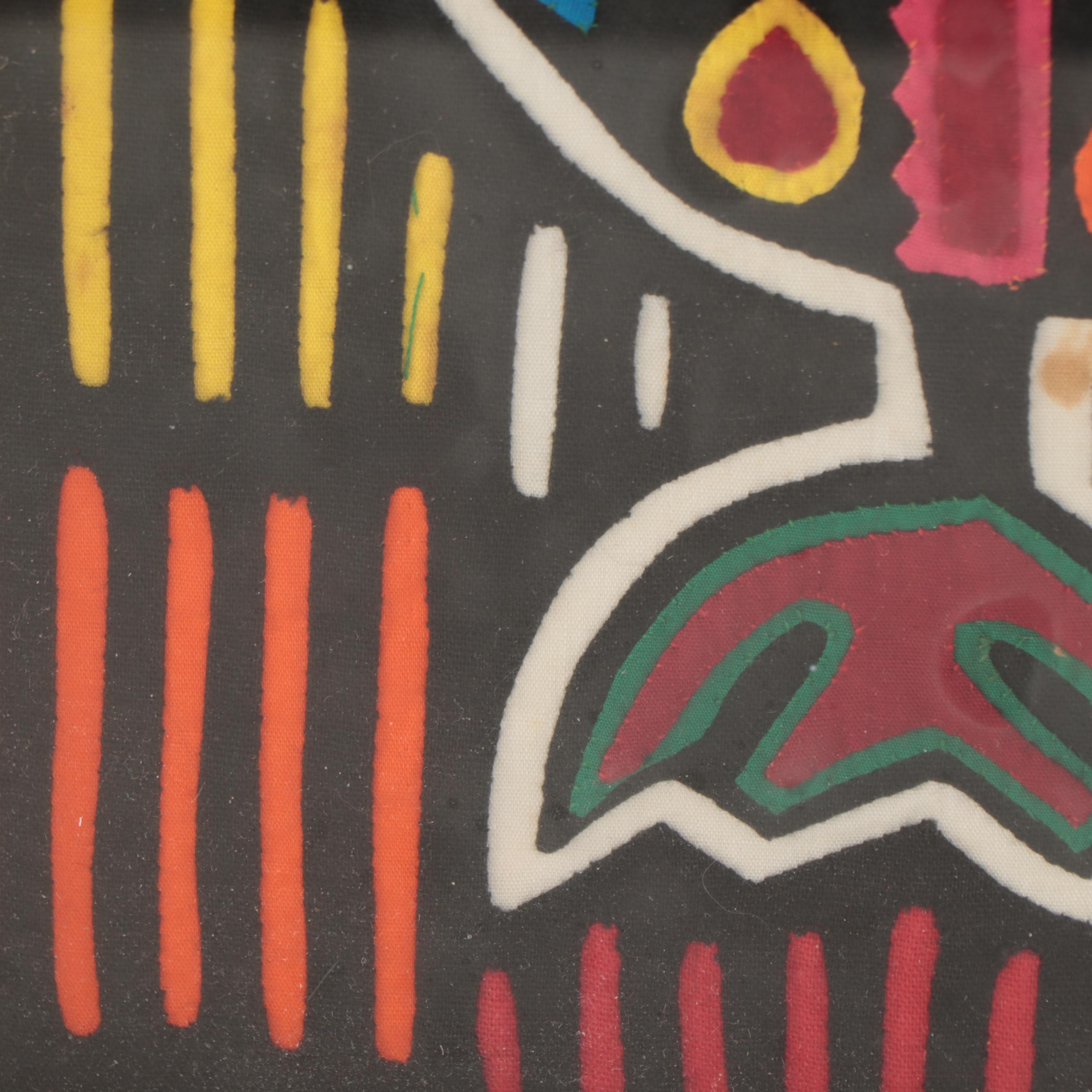 Panamanian Guna Mola Appliqué Textile Panel of Mythical Creature