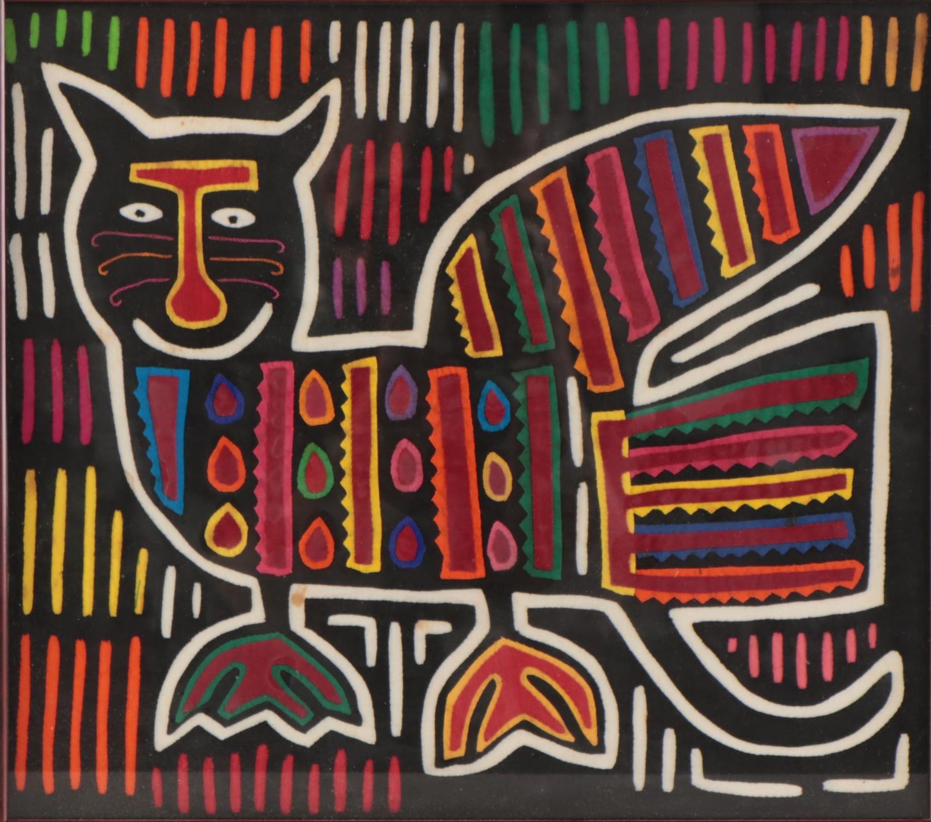 Panamanian Guna Mola Appliqué Textile Panel of Mythical Creature