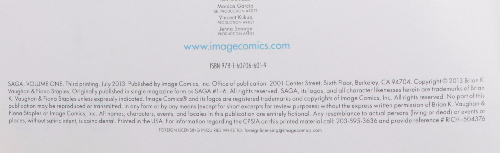 "Saga" Vol. 1 and 2 by Brian K. Vaughan and Fiona Staples, 2013