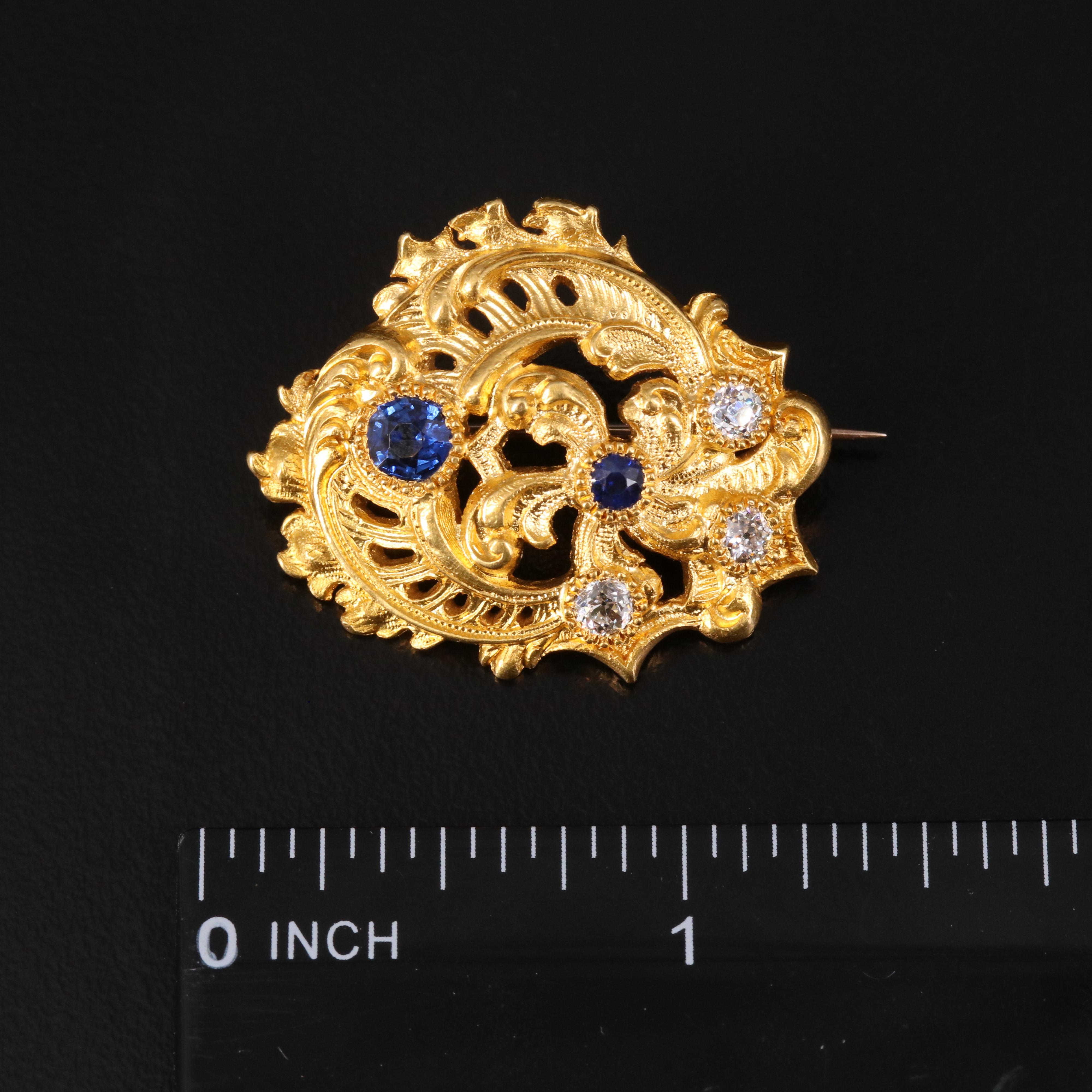 Antique Tiffany & Co. 18K Sapphire and Diamond Brooch