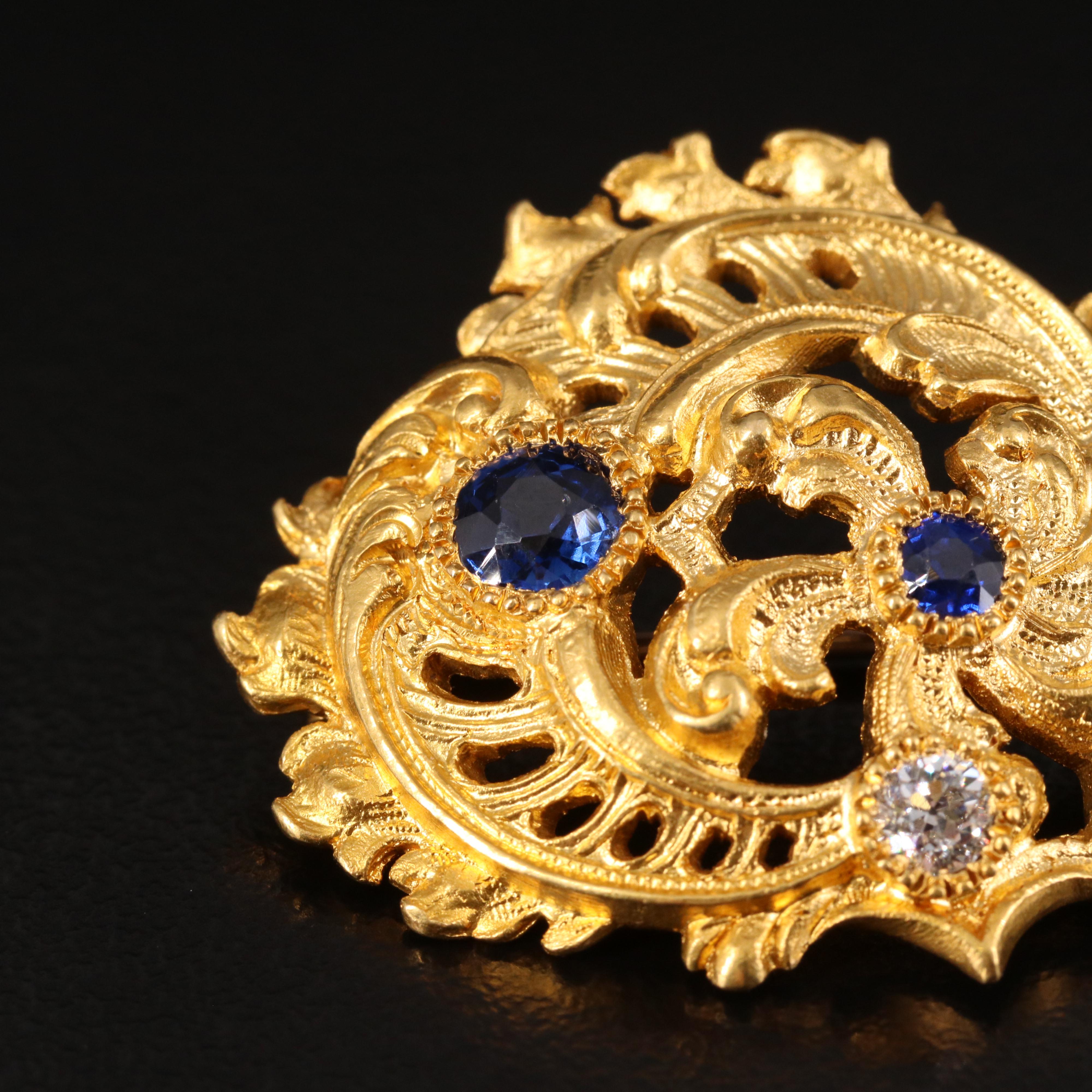 Antique Tiffany & Co. 18K Sapphire and Diamond Brooch