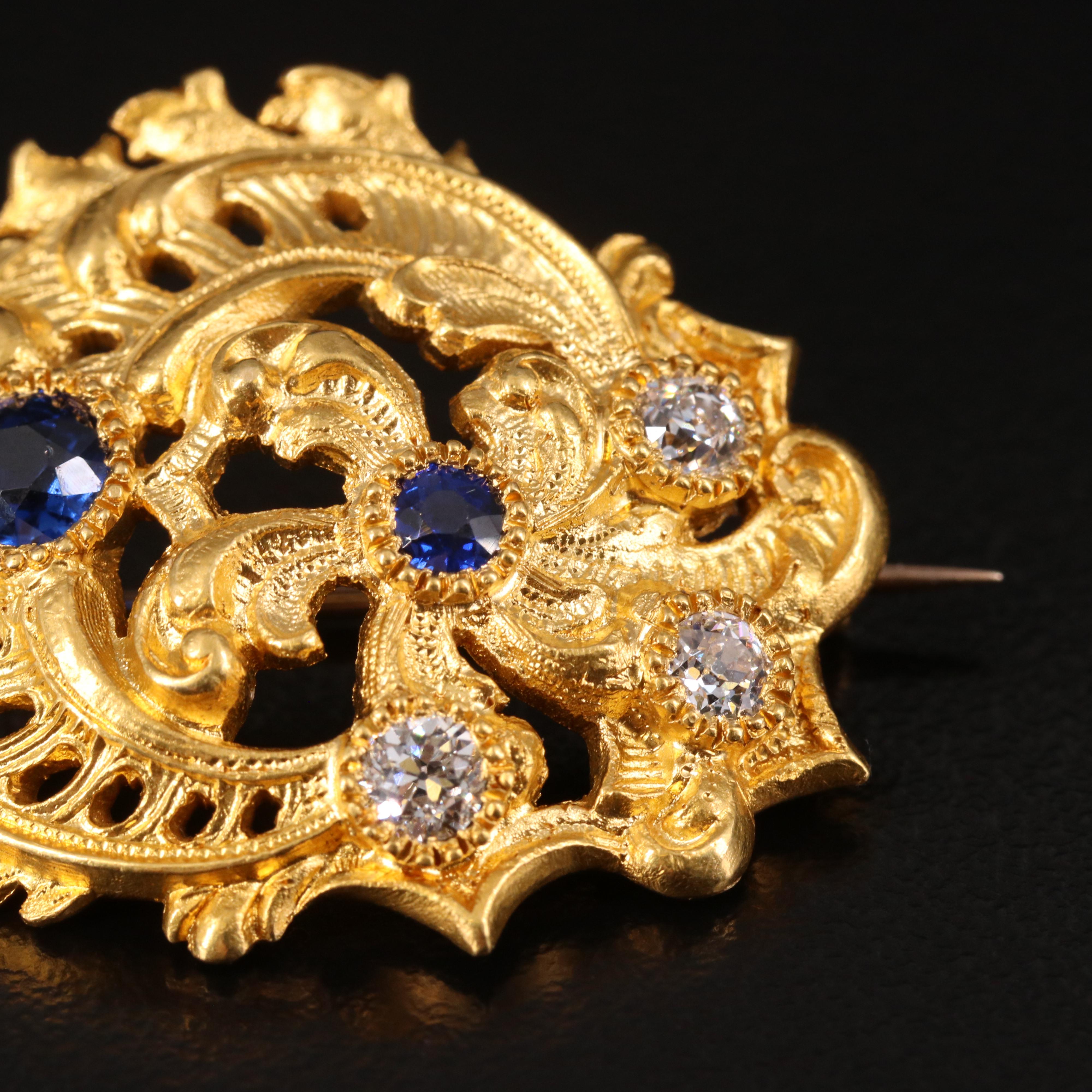 Antique Tiffany & Co. 18K Sapphire and Diamond Brooch