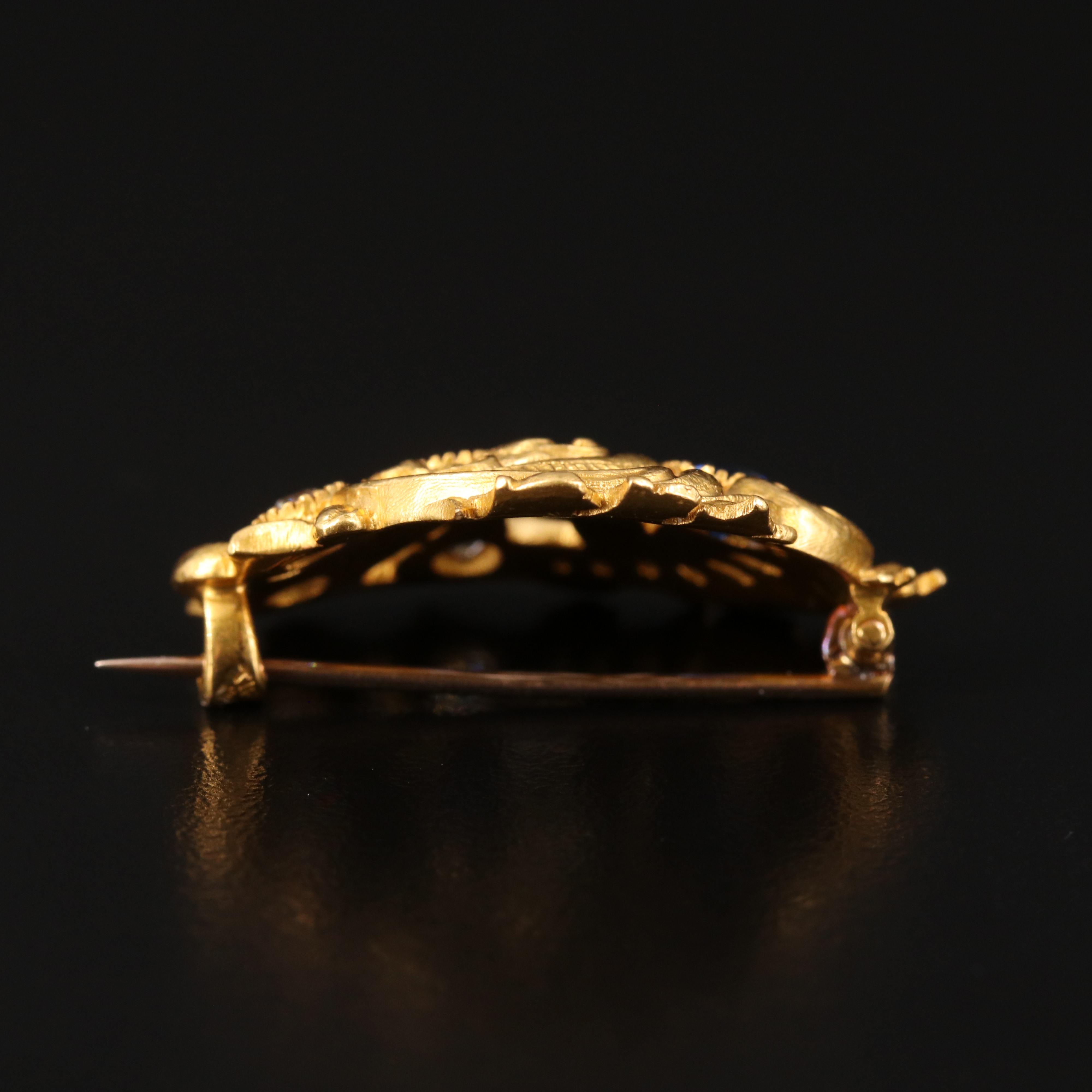 Antique Tiffany & Co. 18K Sapphire and Diamond Brooch