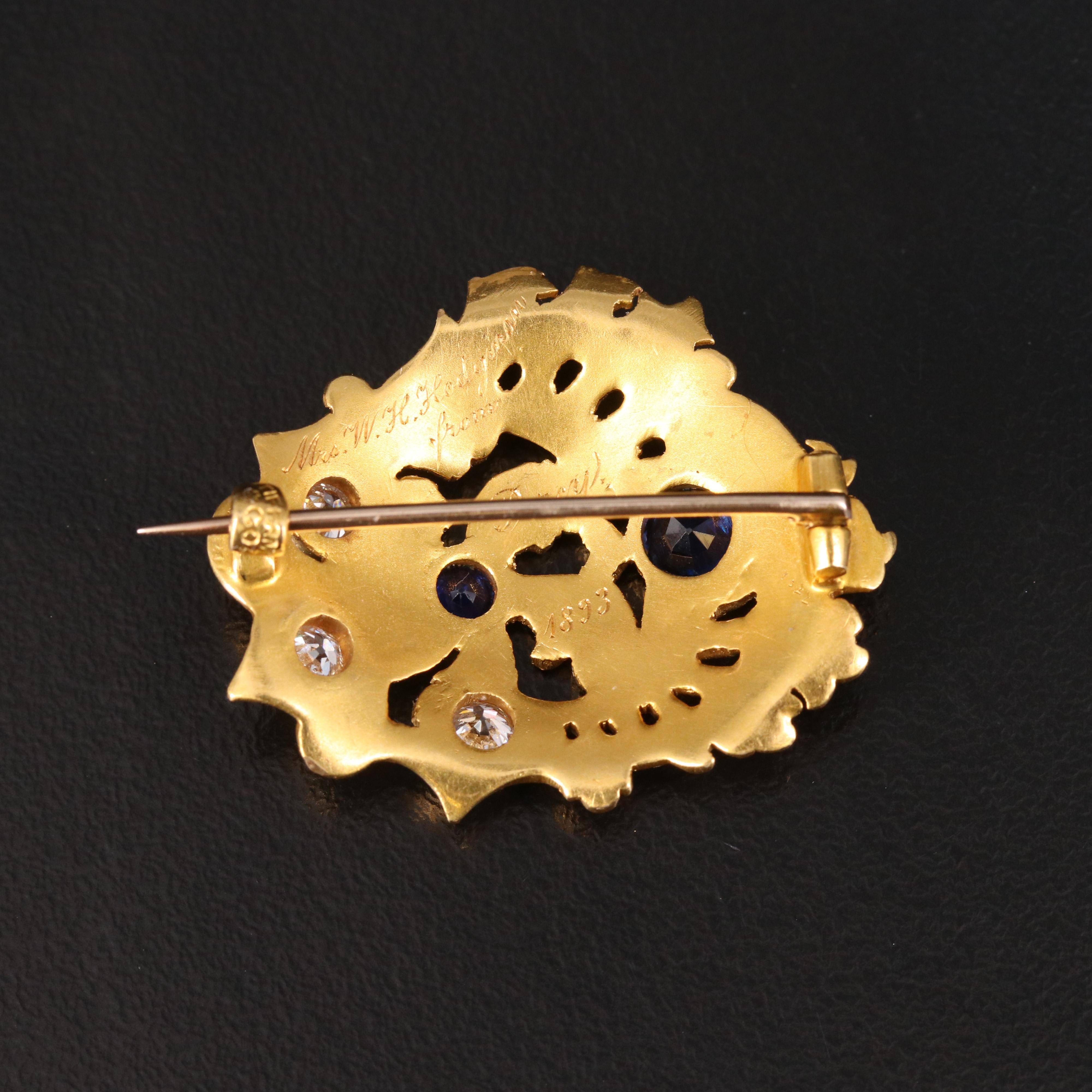 Antique Tiffany & Co. 18K Sapphire and Diamond Brooch