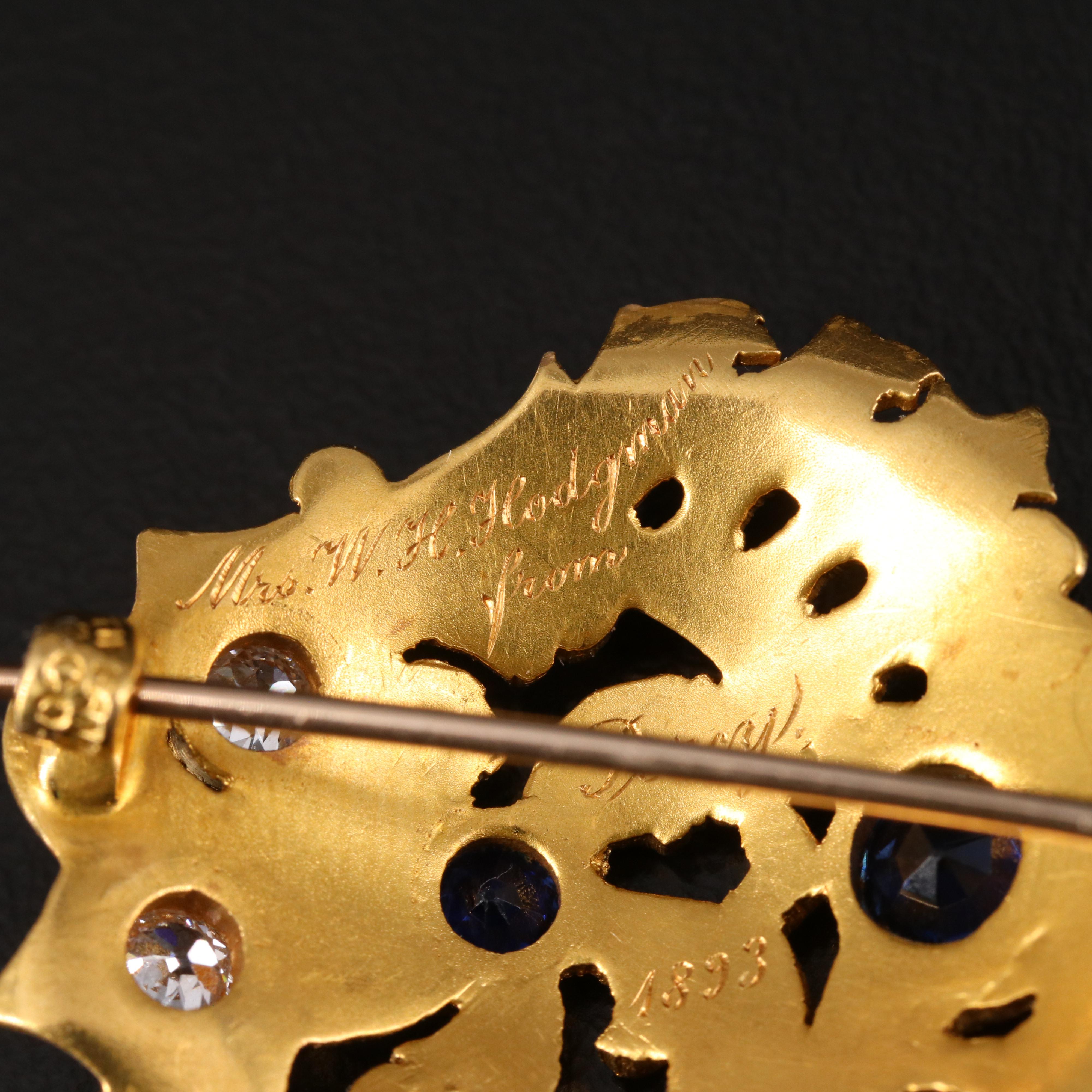 Antique Tiffany & Co. 18K Sapphire and Diamond Brooch