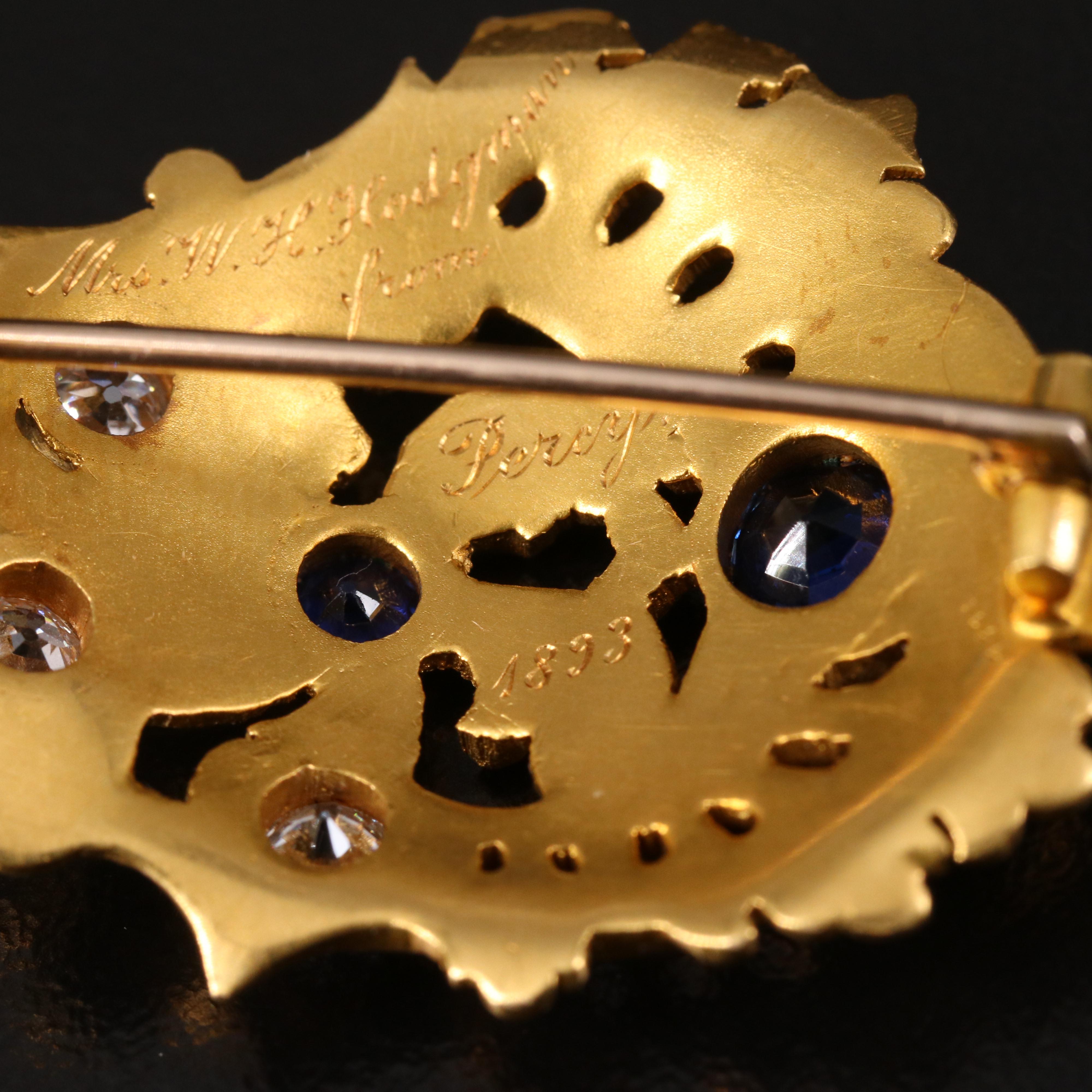 Antique Tiffany & Co. 18K Sapphire and Diamond Brooch