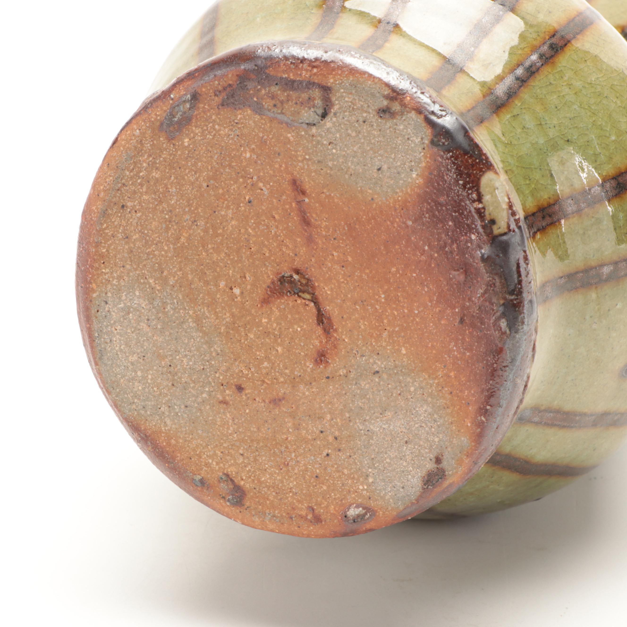 Studio Pottery Glazed Sake Gourd with Sake Cups, Soy Dishes and Matcha Chawans